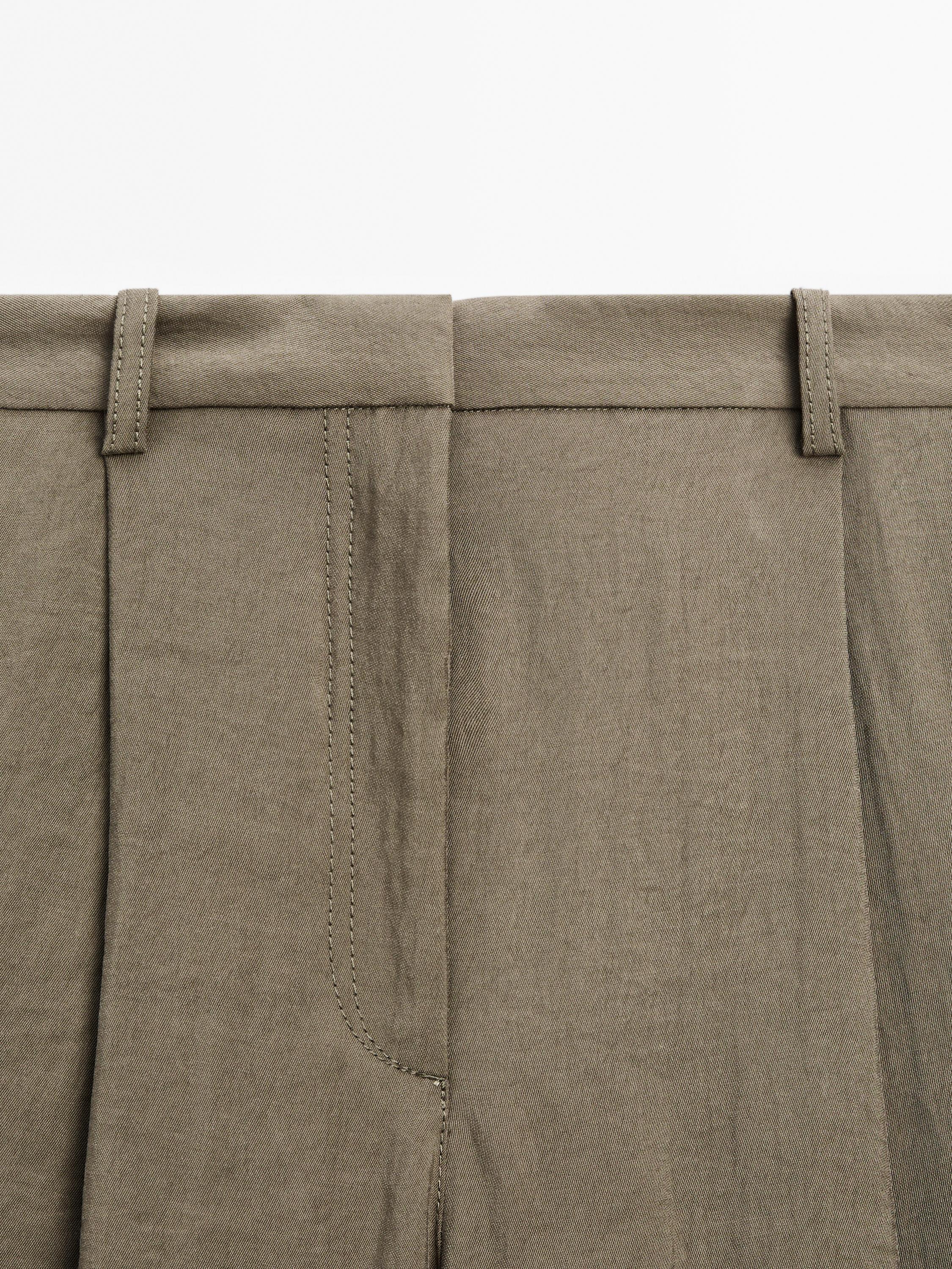 Pantalón wide leg cropped pinzas