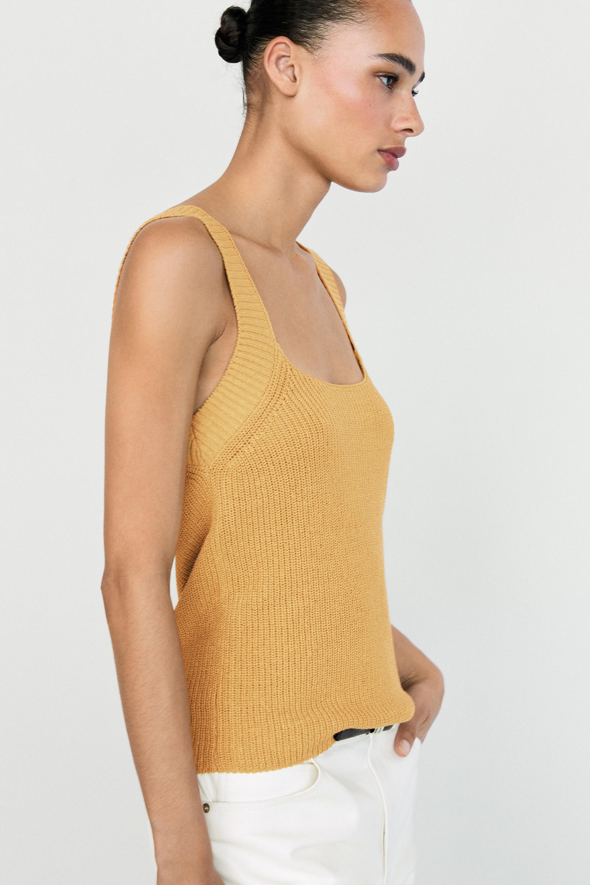 Ribbed knit tank top — MUSTARD YELLOW