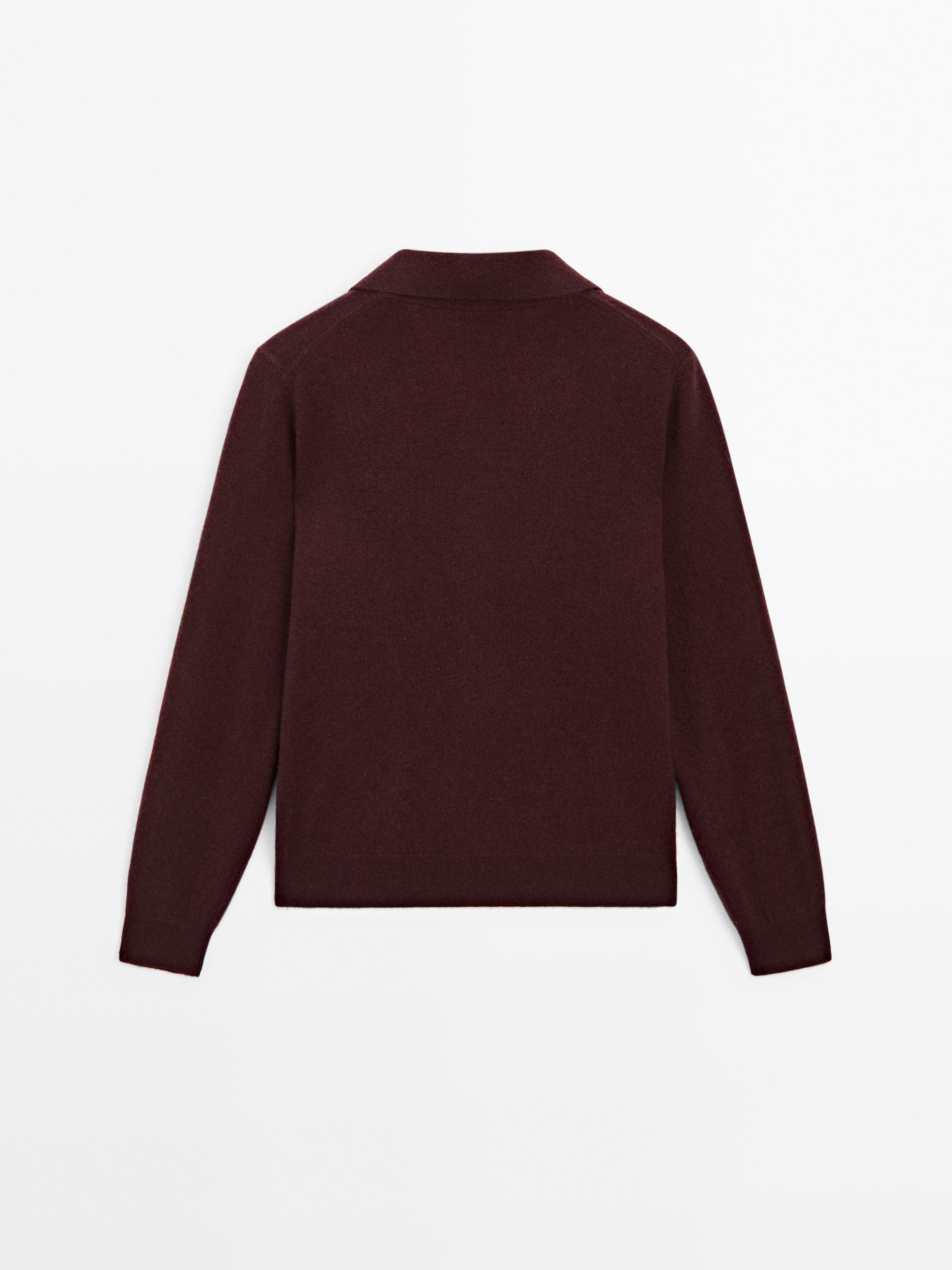100% cashmere knit polo sweater