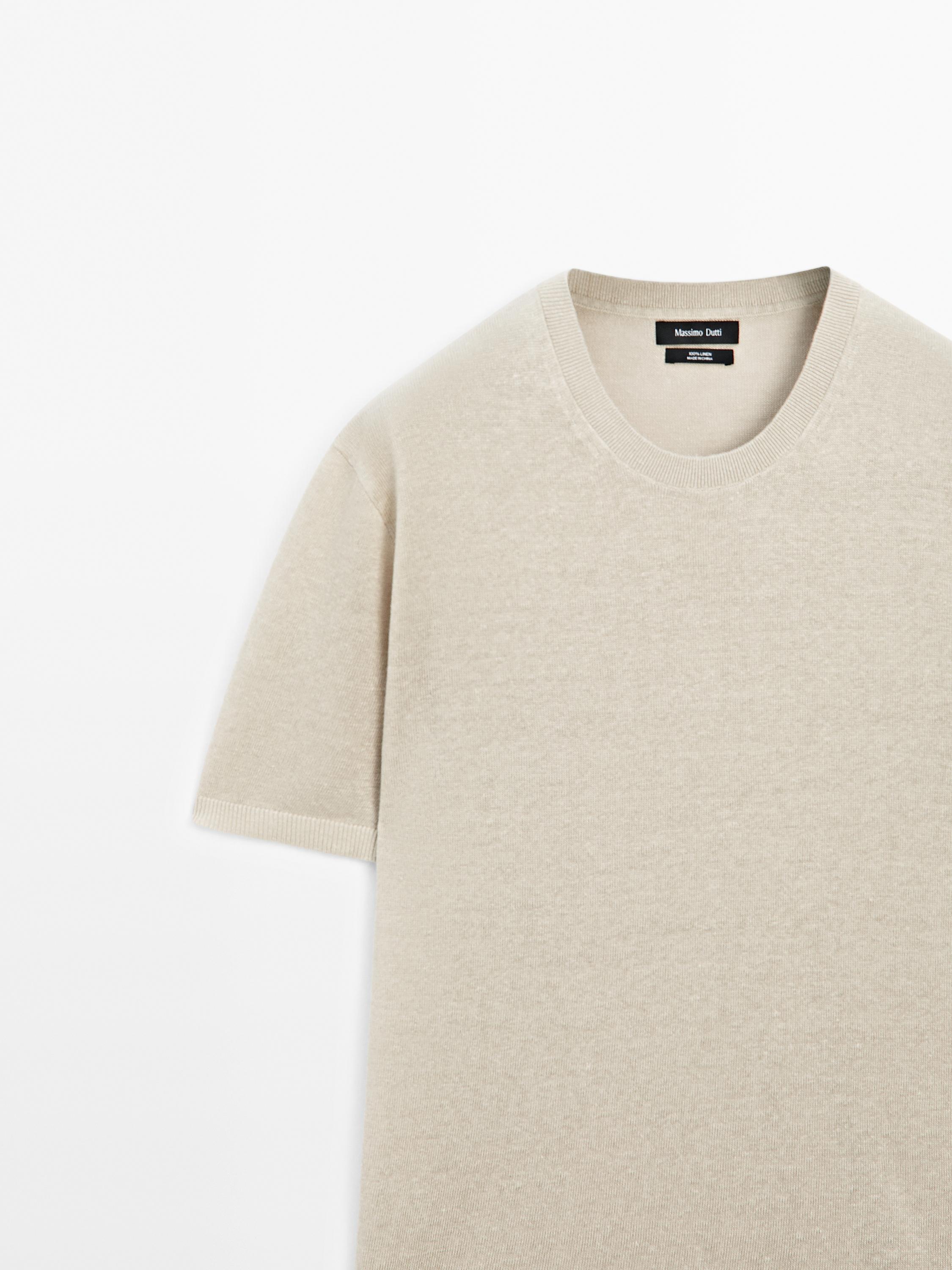 100% linen short sleeve knit T-shirt
