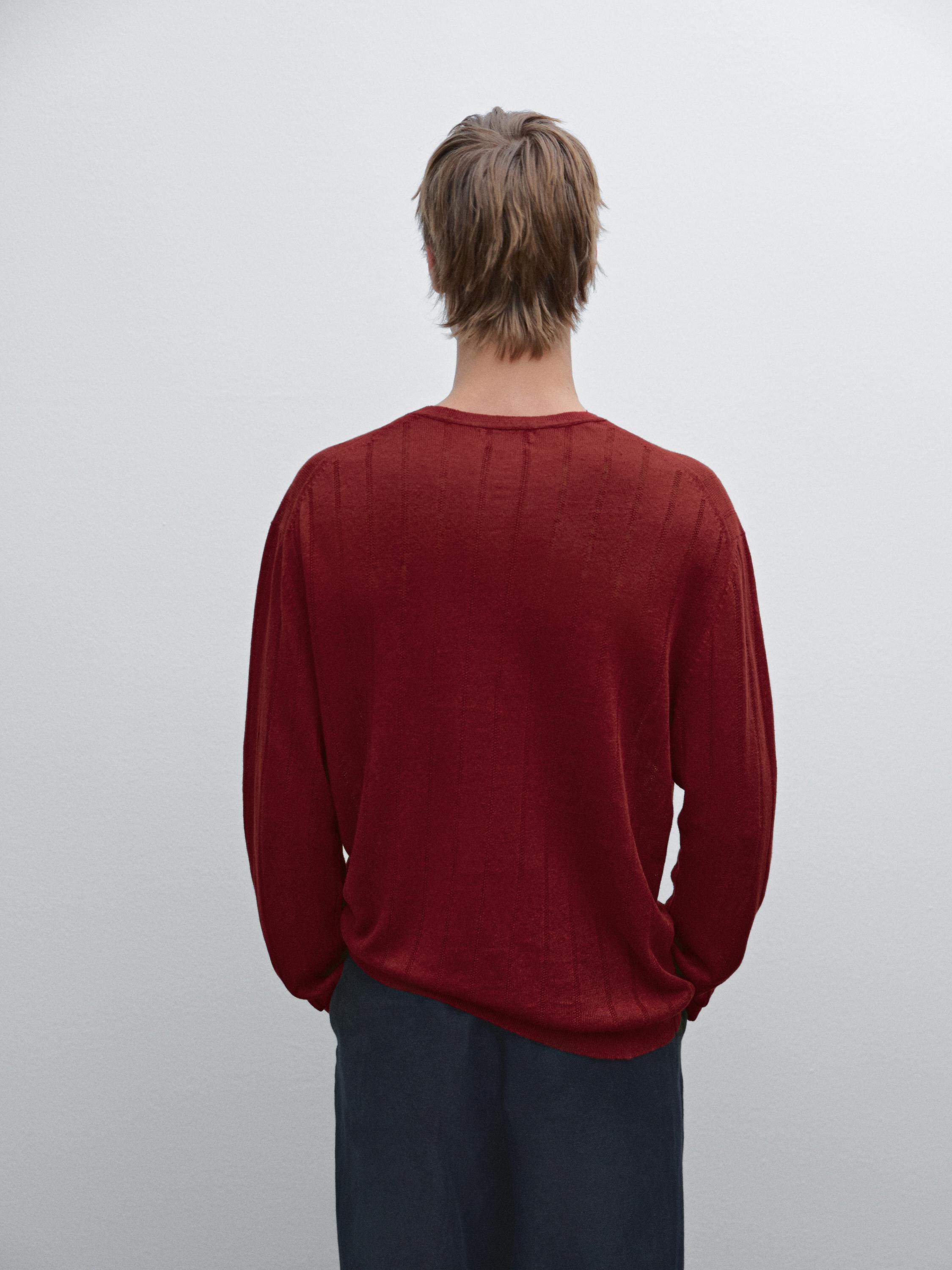 100% linen crew neck sweater