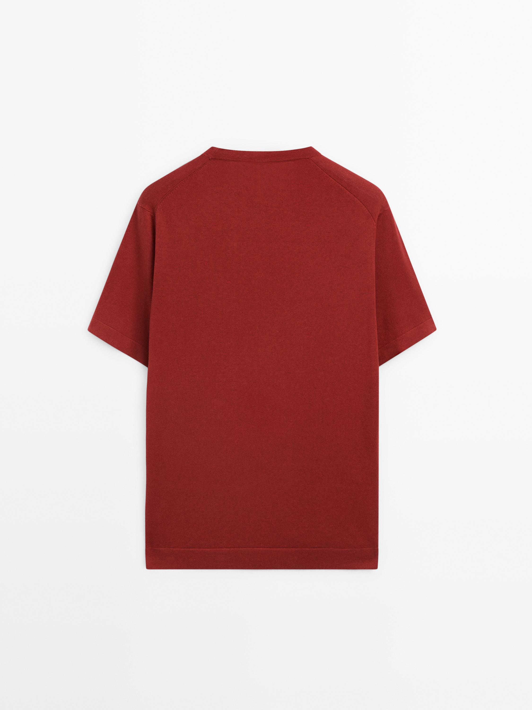 Cotton blend knit short sleeve sweater