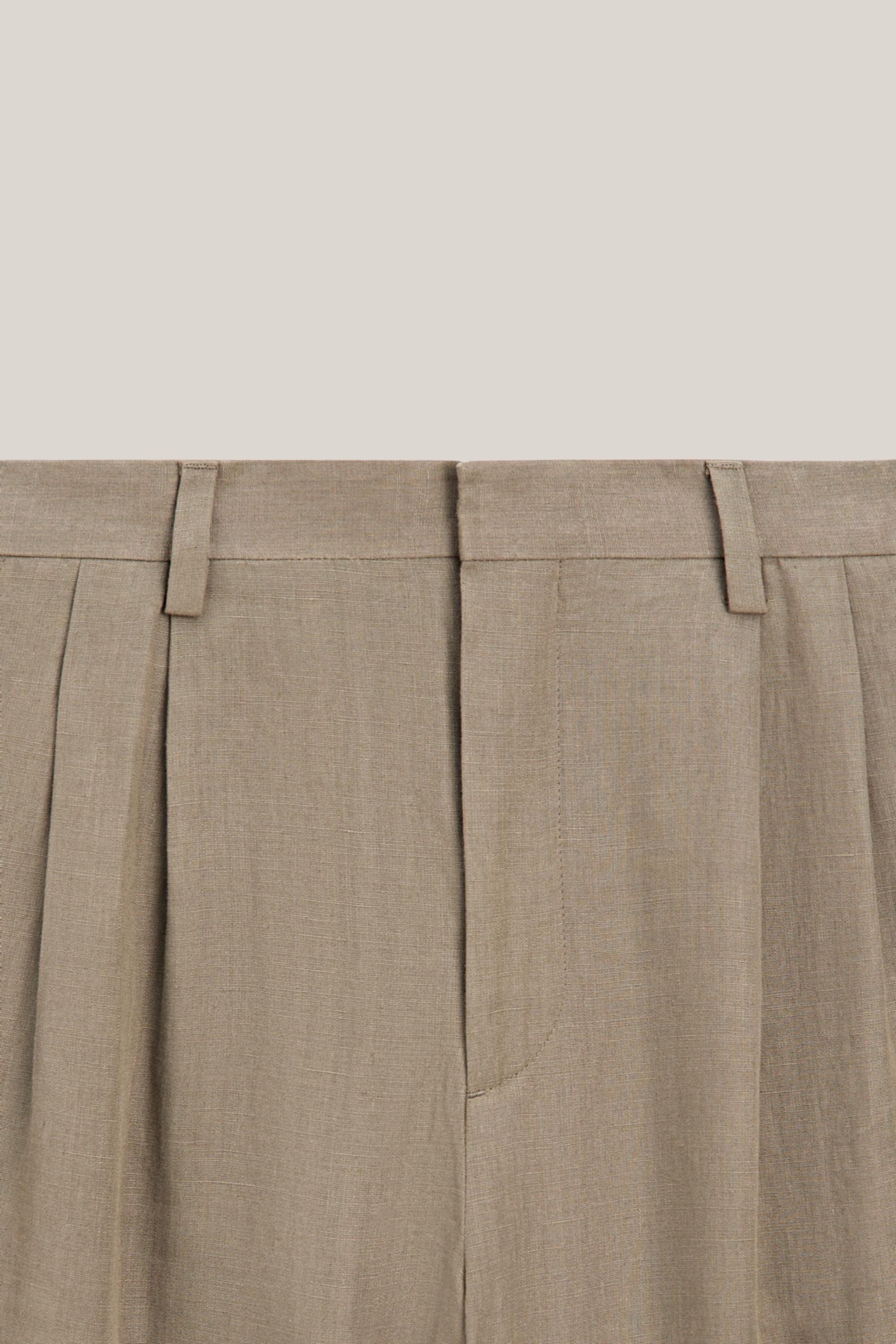 Linen trousers with double darts - LIMITED EDITION — KHAKI