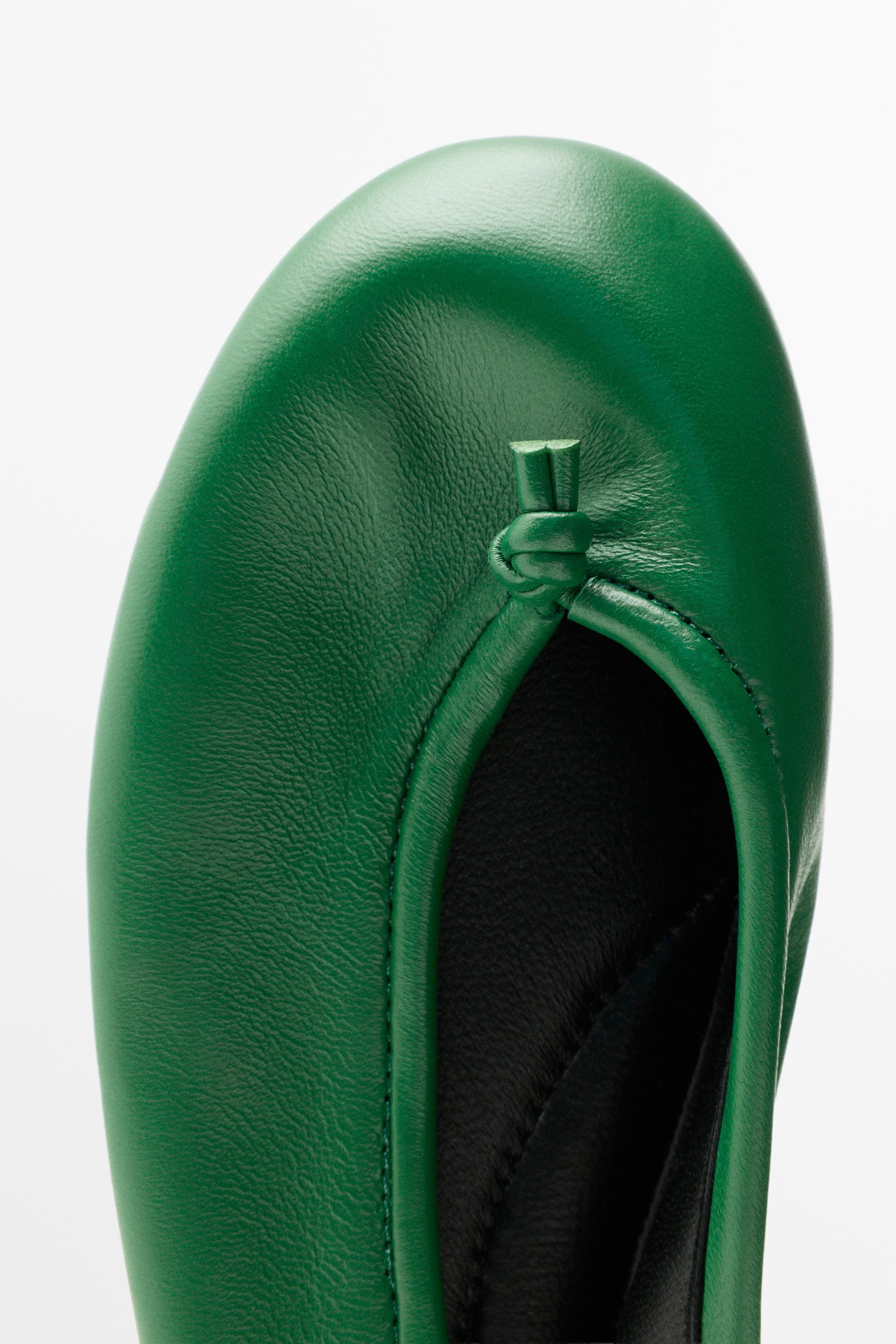 Leather knot ballet flat — GREEN