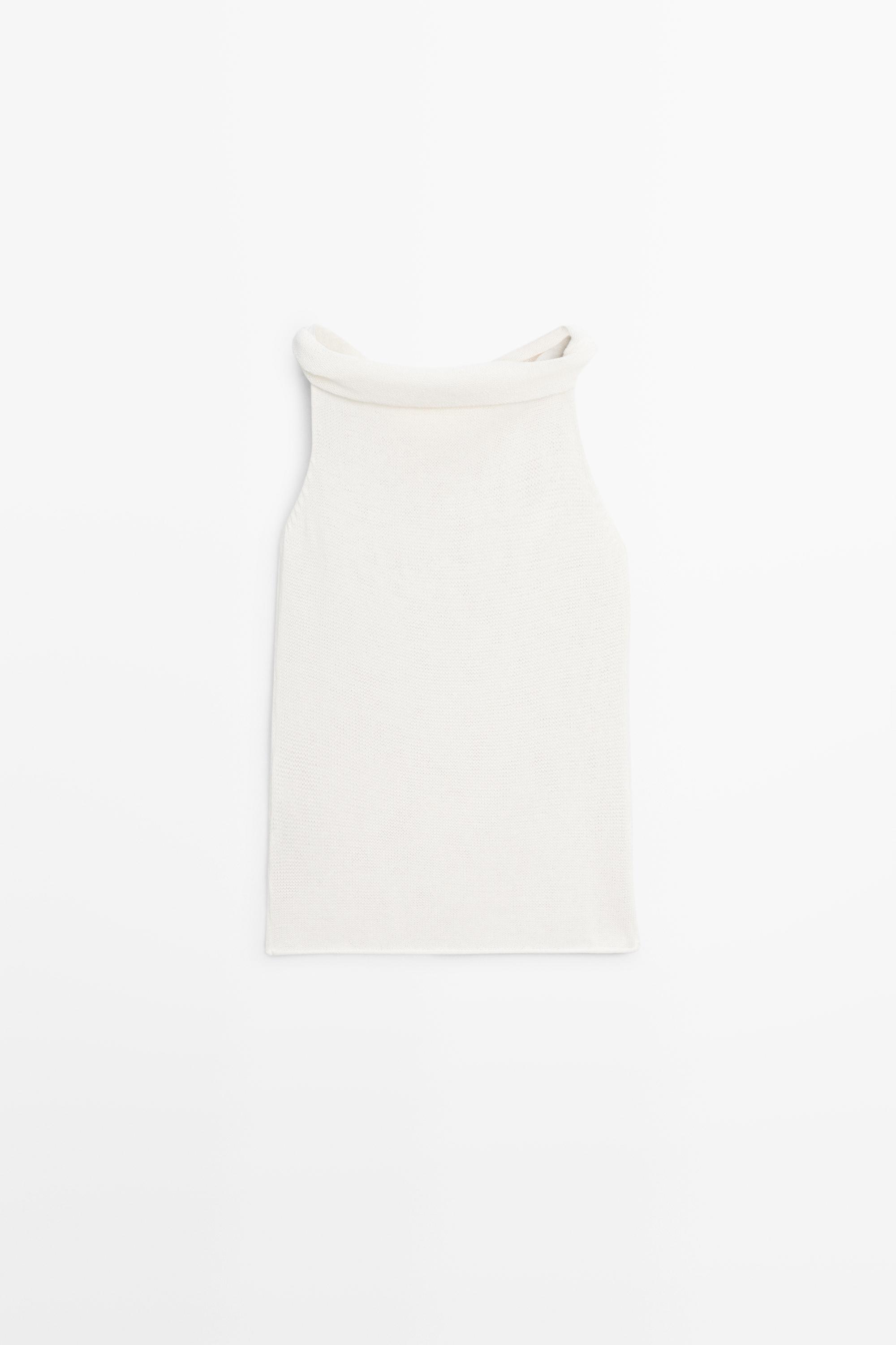 Ribbed knit bandeau top — CREAM