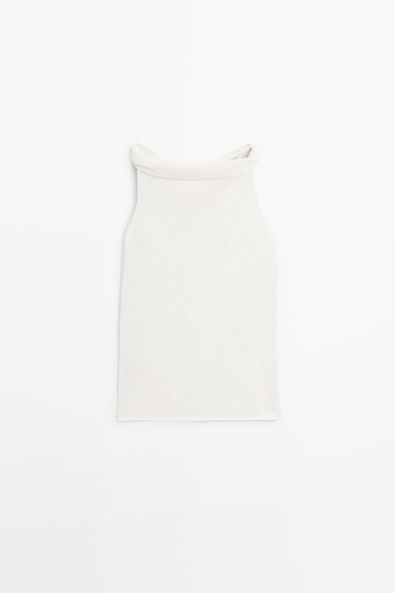 Ribbed knit bandeau top — CREAM