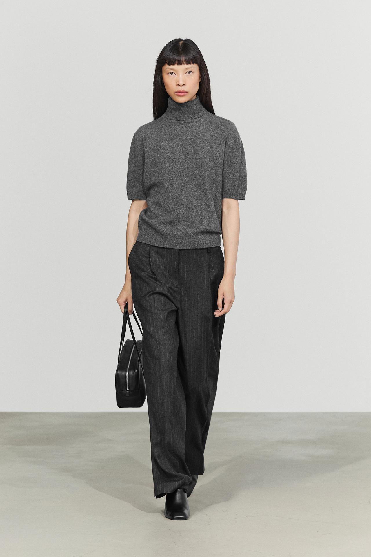 Darted pinstripe suit pants — CAREY