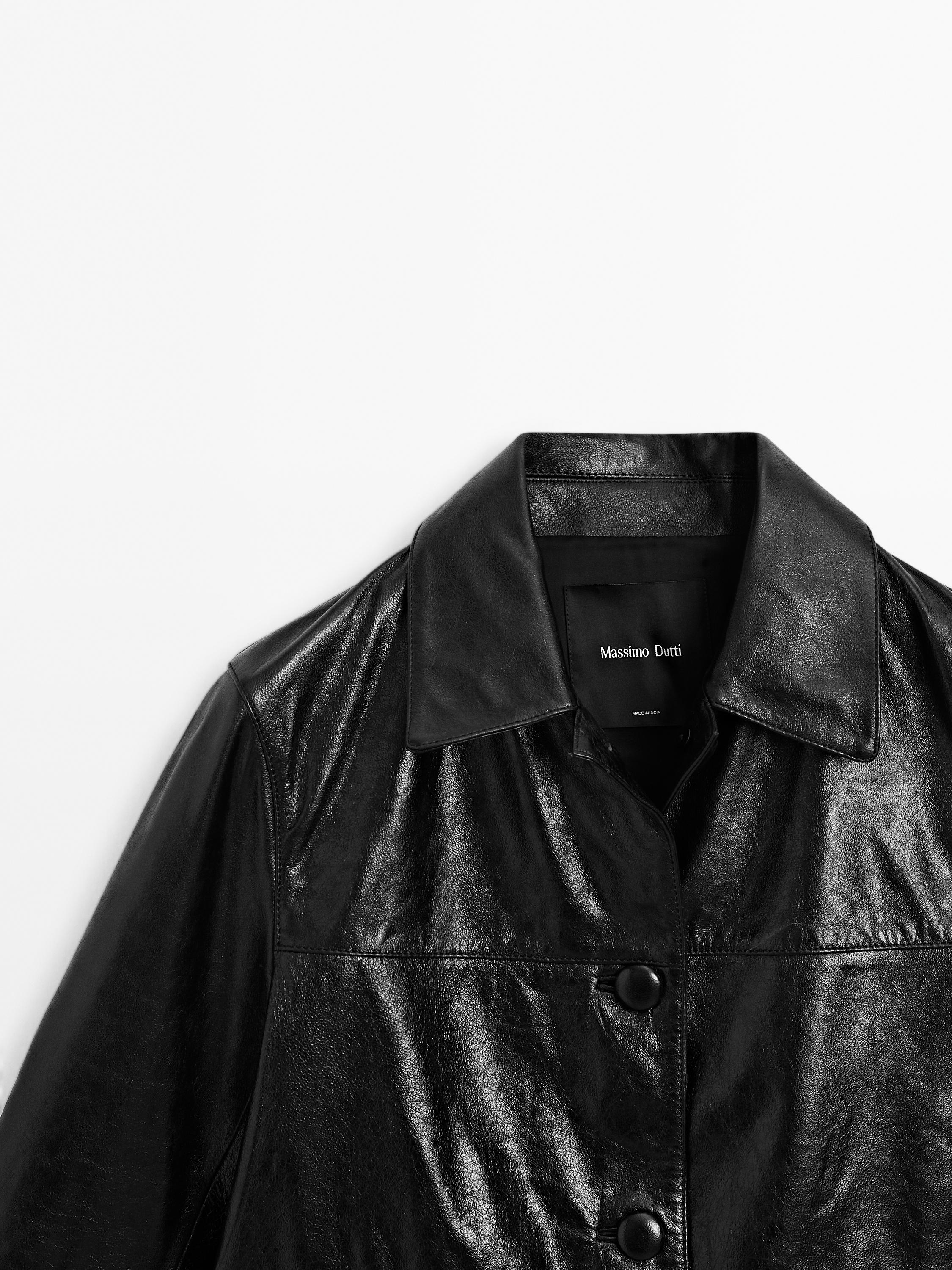 Bunda cropped z kůže napy