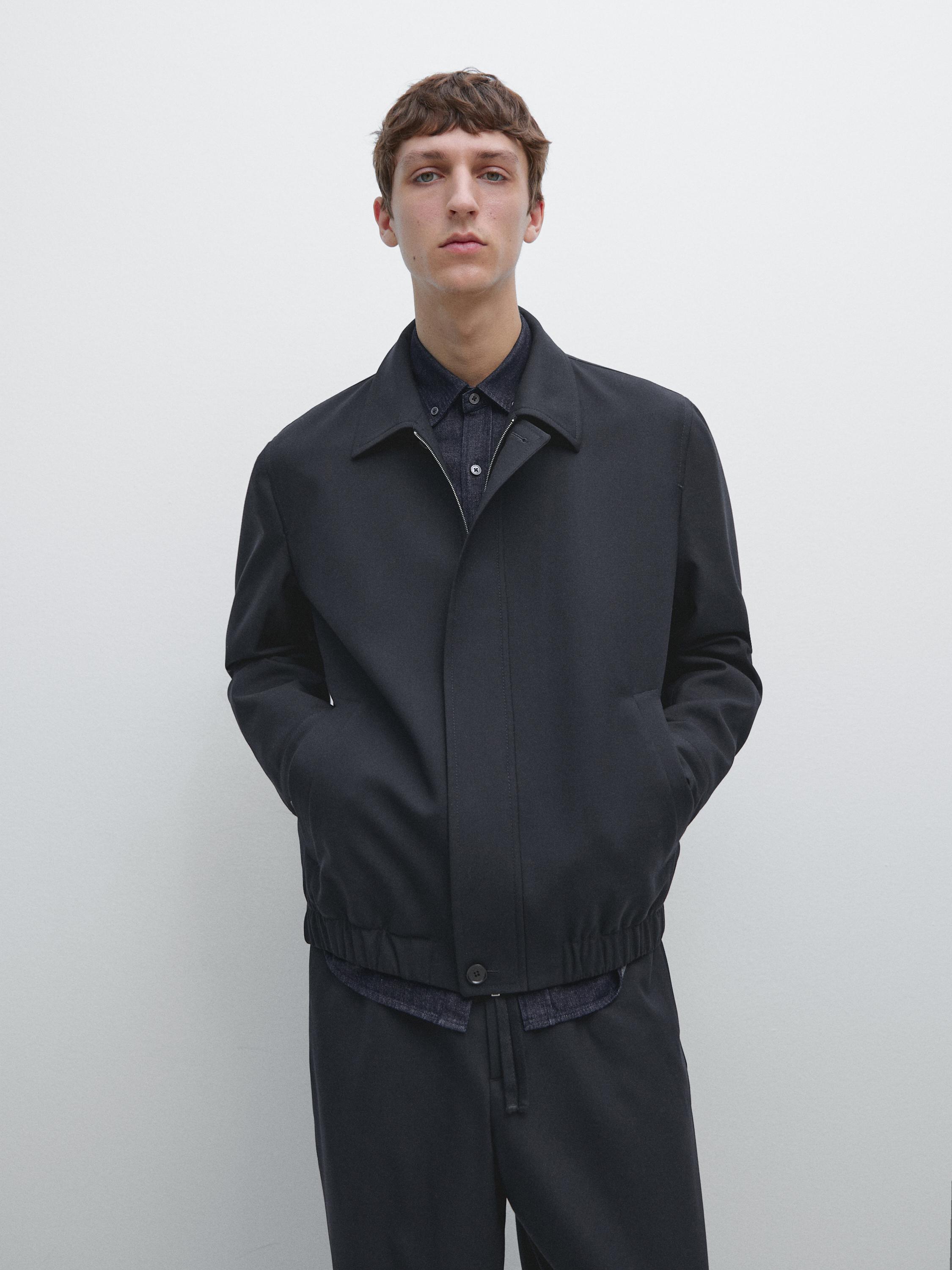 Cold wool total look jacket — NAVY BLUE