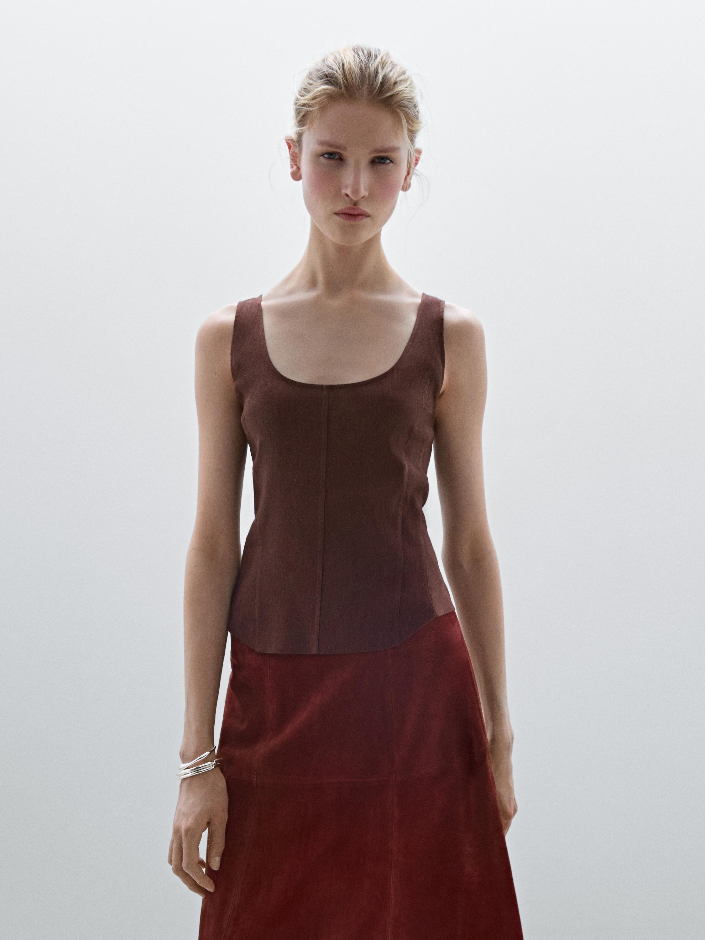 Top tirantes con lino