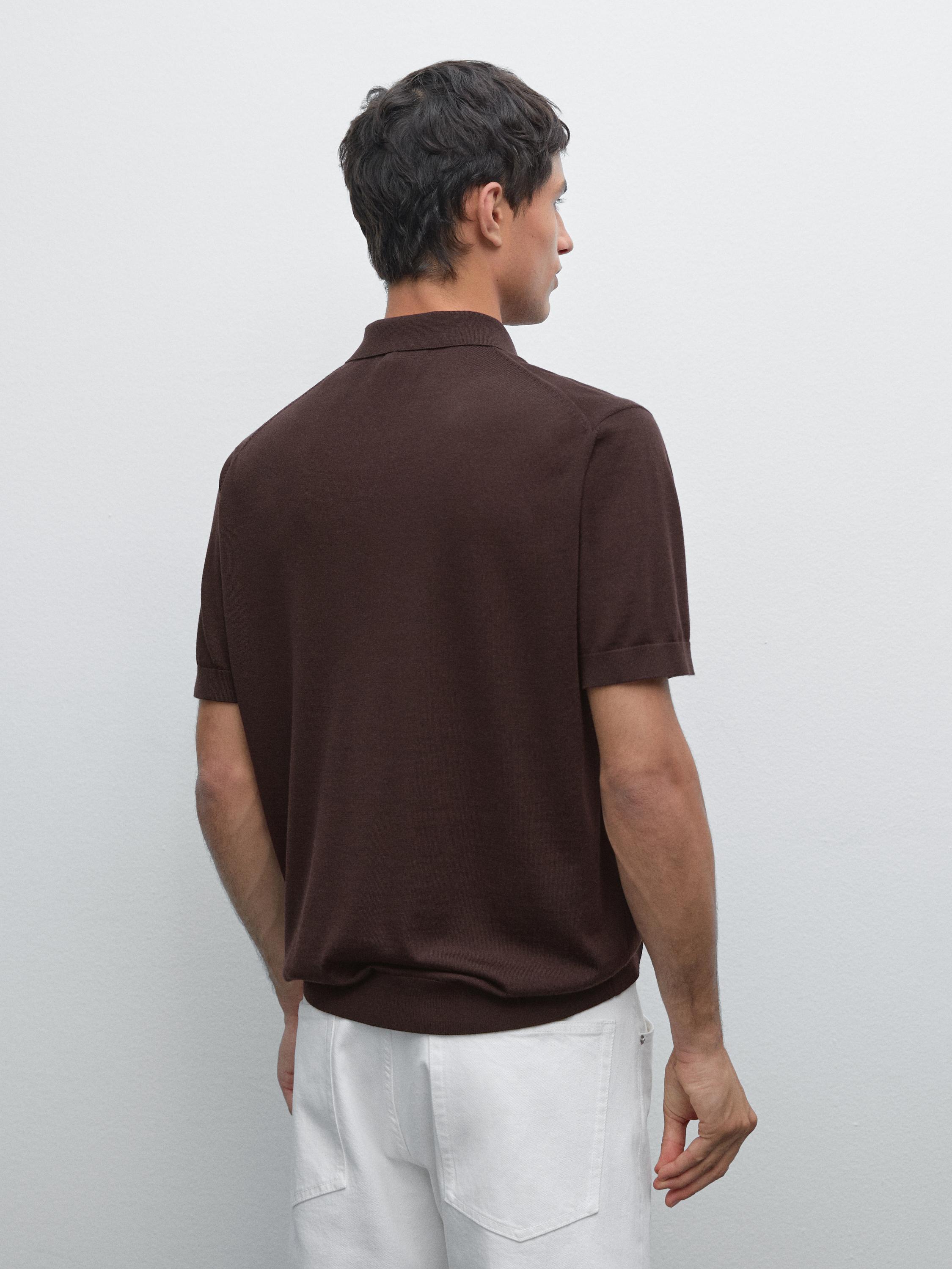 Knit polo shirt with zip collar