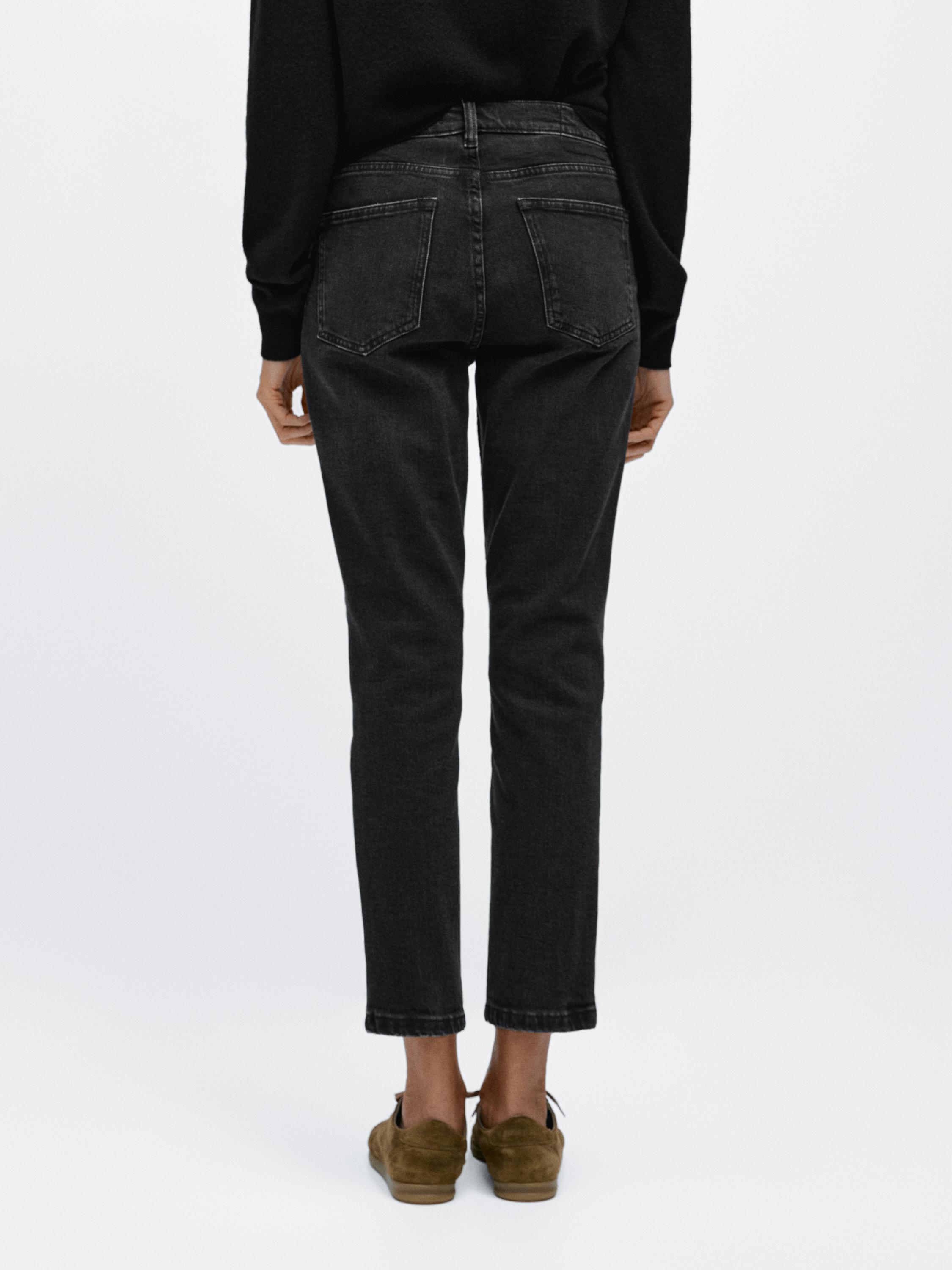 Mid-rise cropped slim fit jeans — BLACK