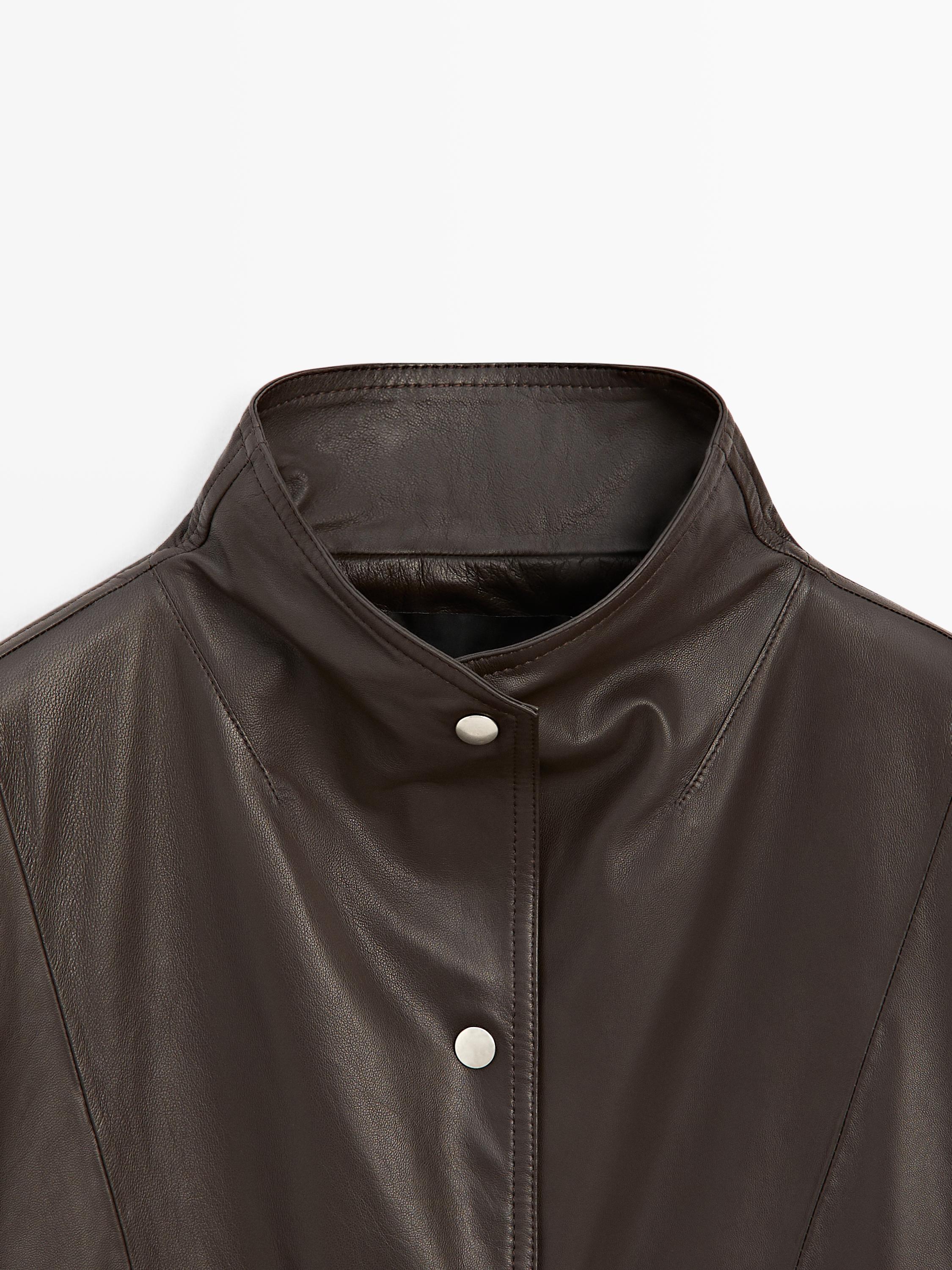 Nappa leather cape jacket — BROWN