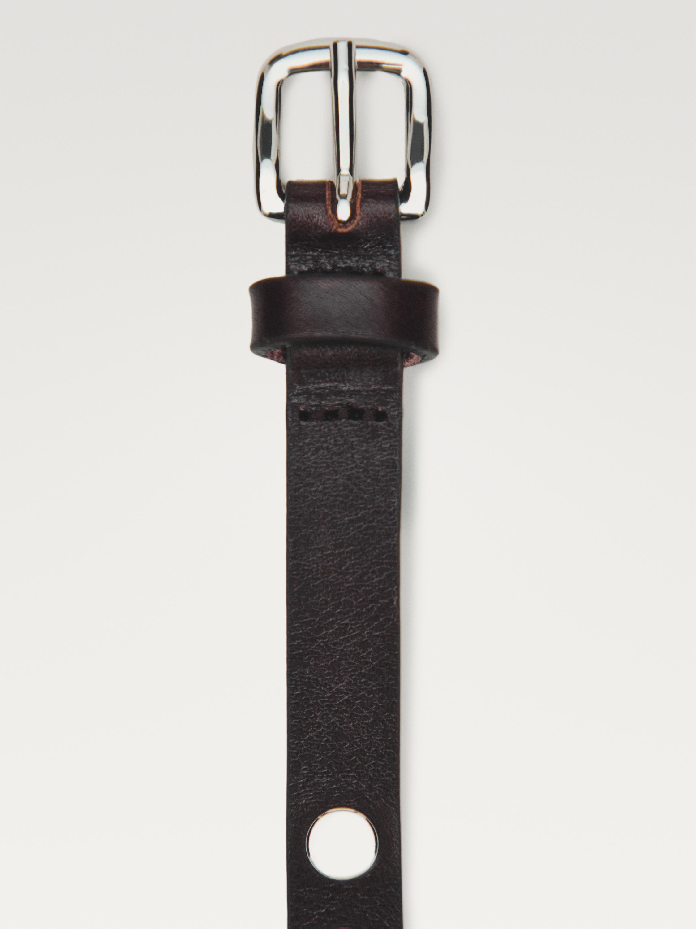 Thin nappa leather belt with studs