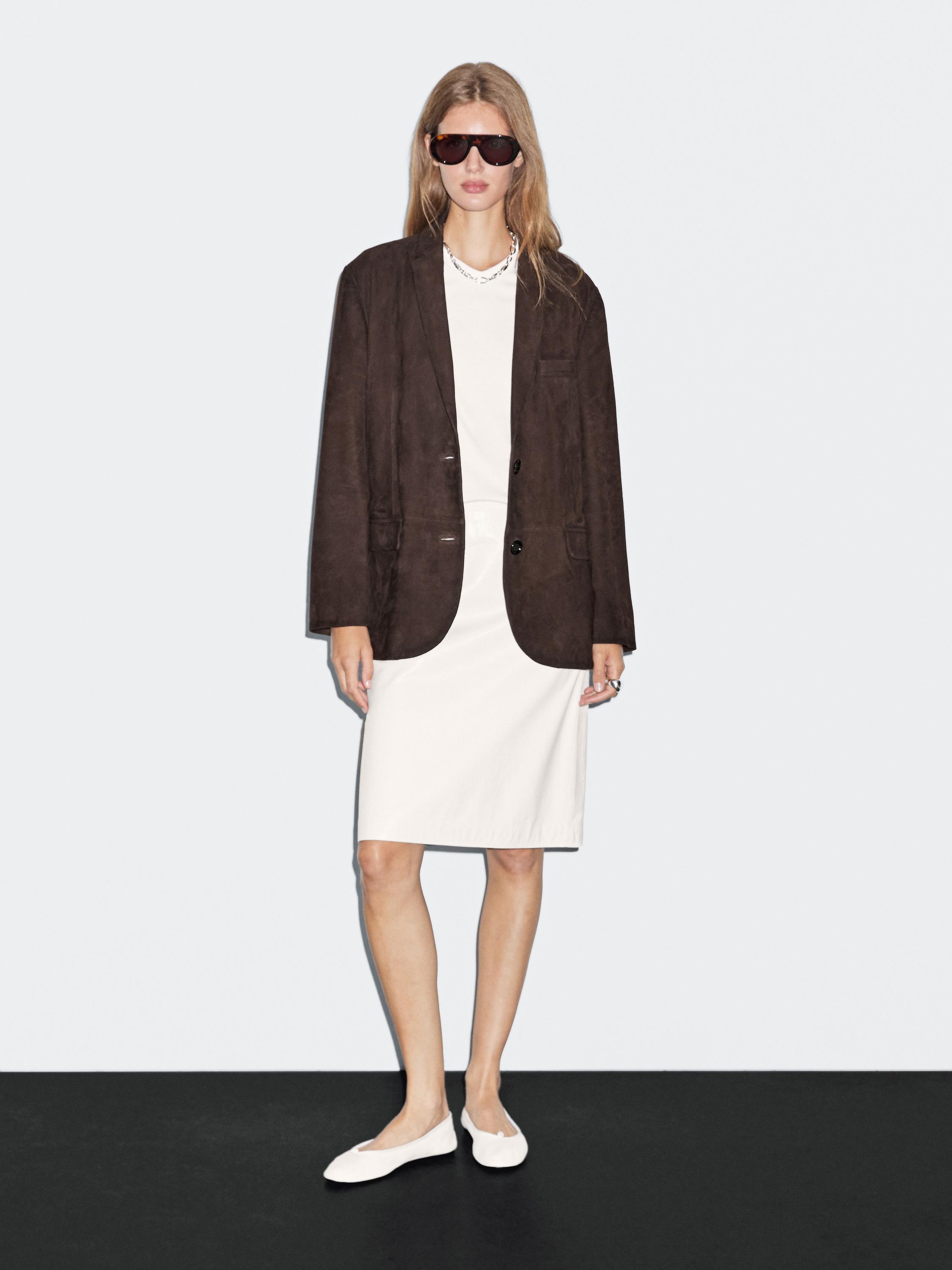 Suede leather blazer