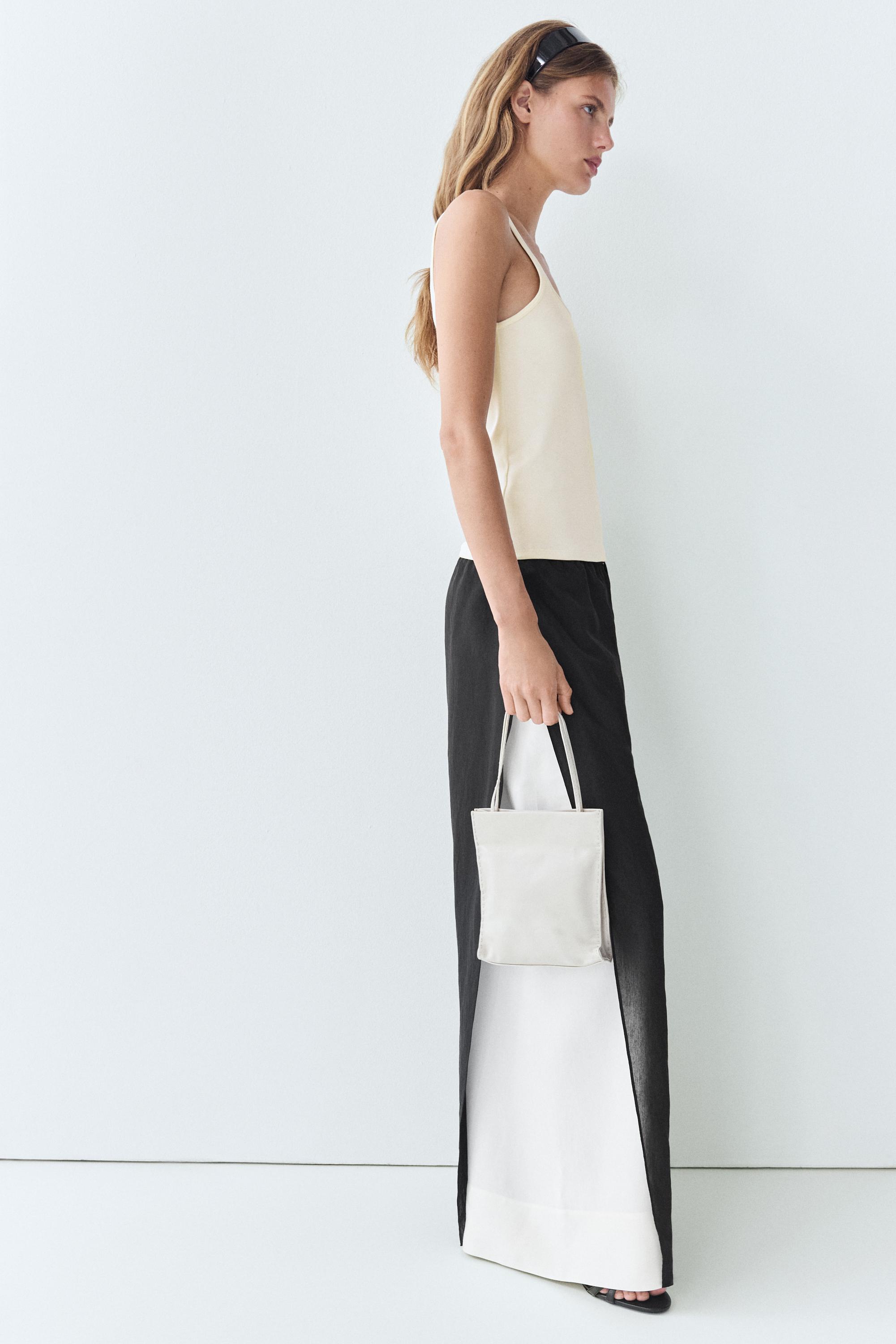 Flowing wide-leg co-ord pants — BLACK