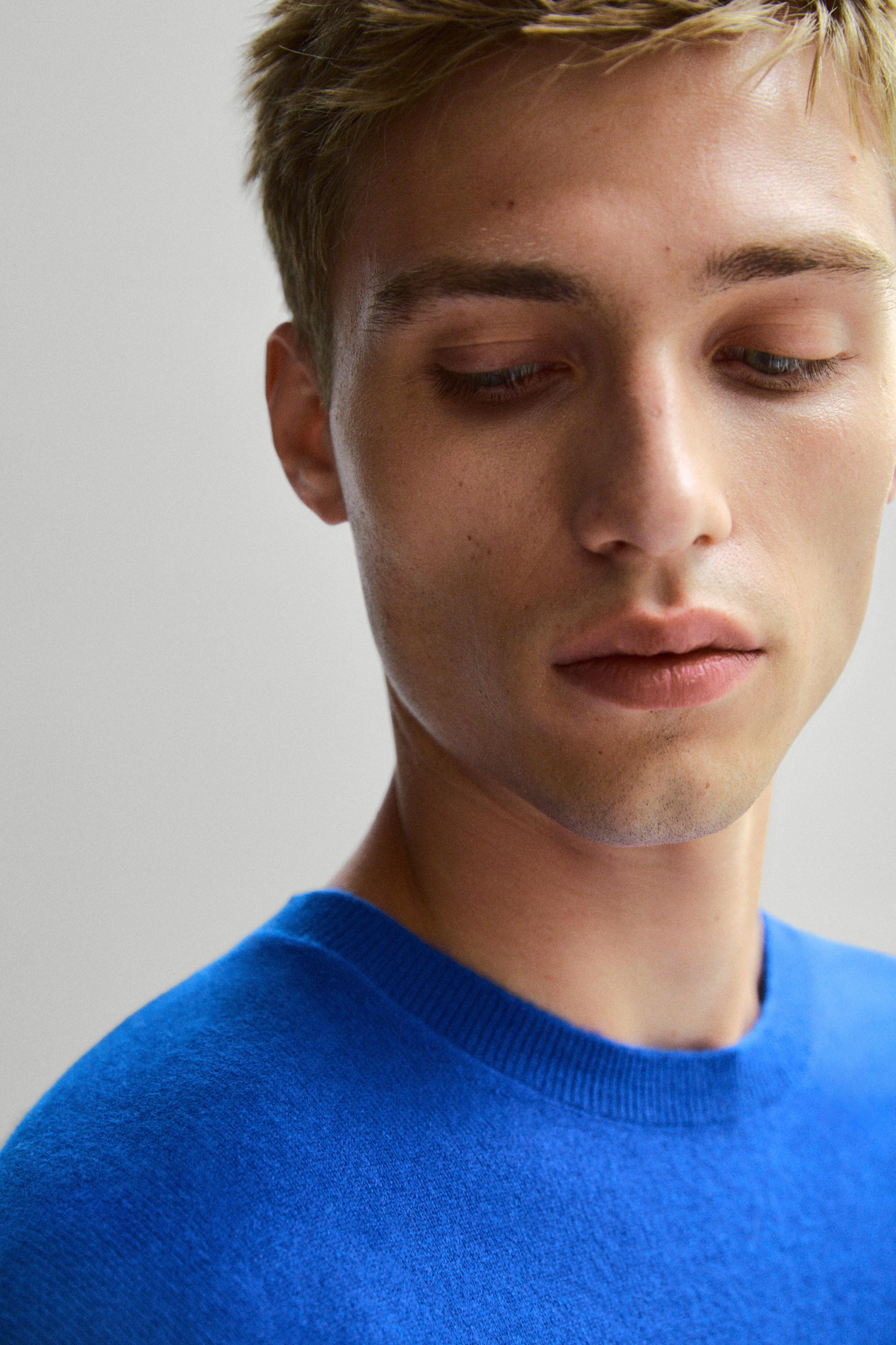 100% cashmere ribbed knit sweater — Blue