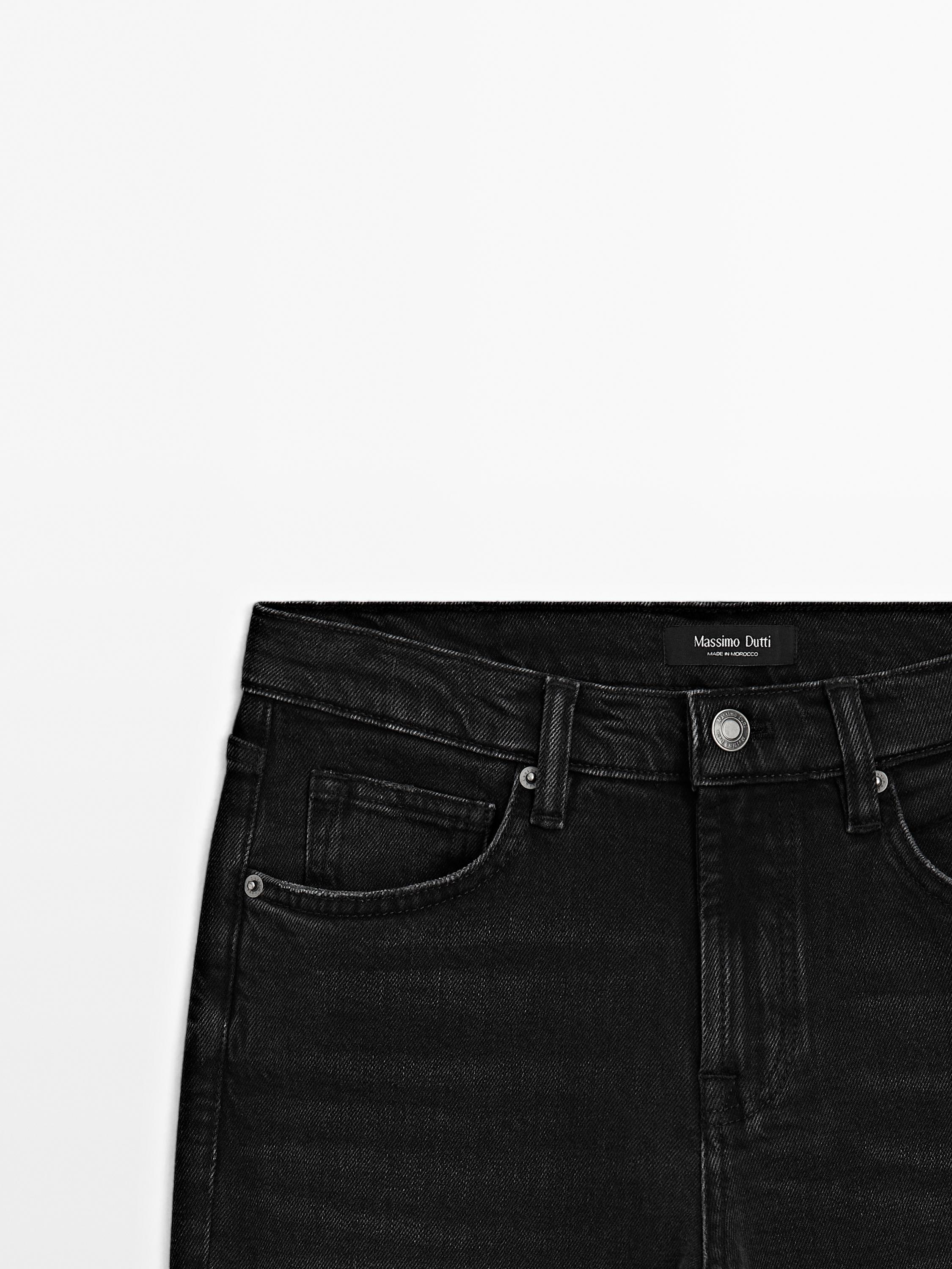 Mid-rise cropped slim fit jeans — BLACK