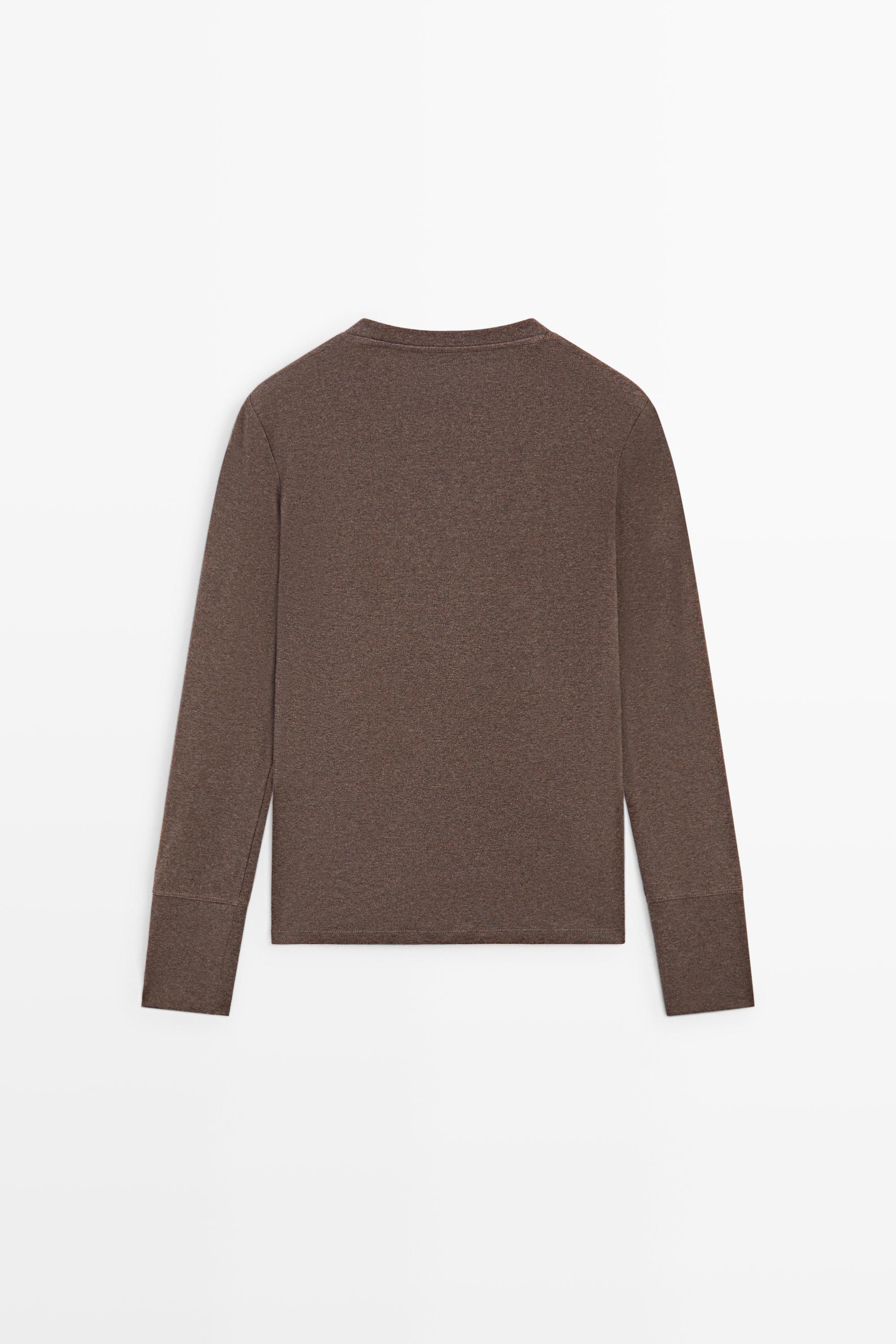 100% cotton long sleeve T-shirt — BROWN