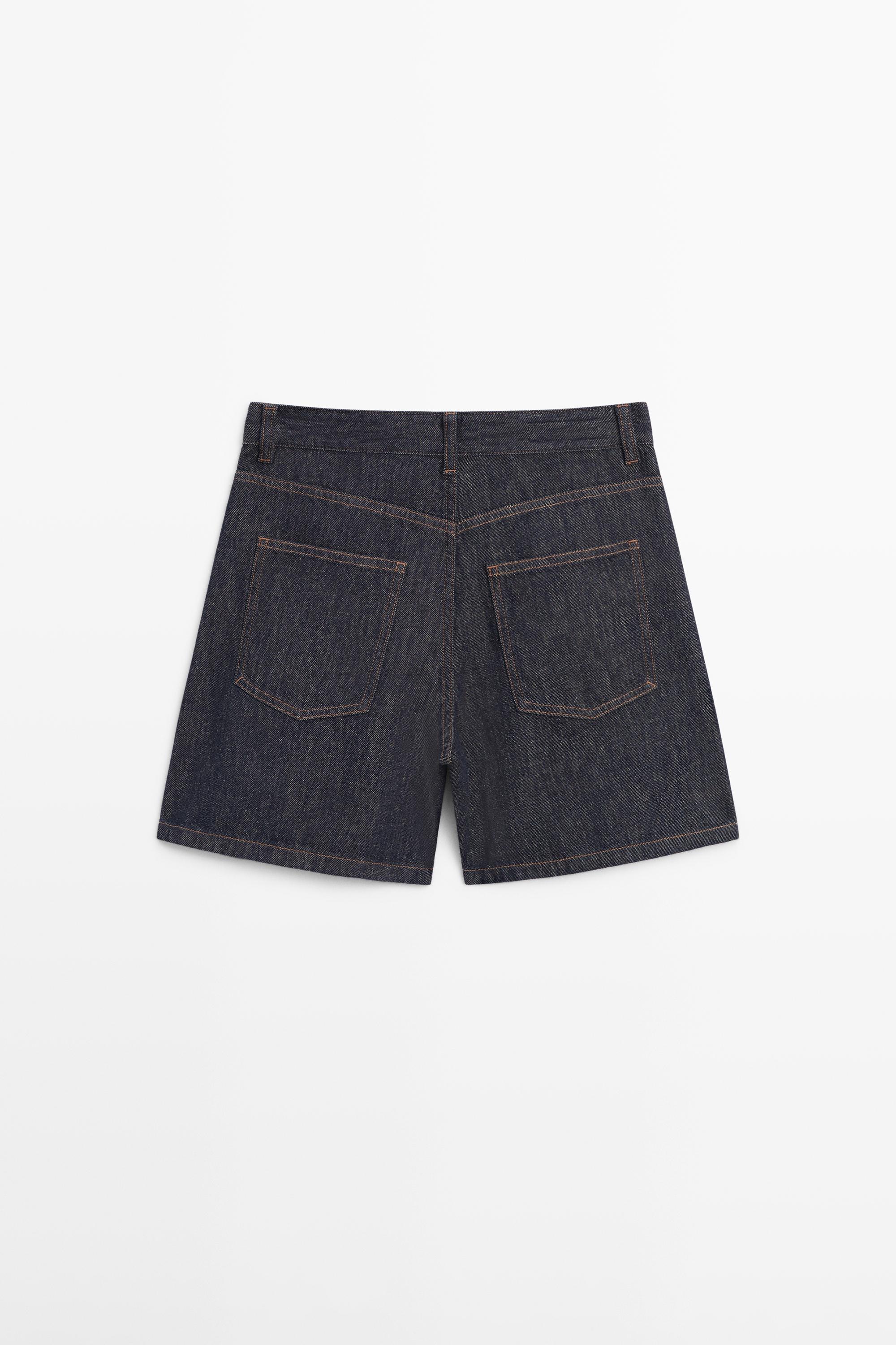 Total look mid-rise denim Bermuda shorts — DARK BLUE