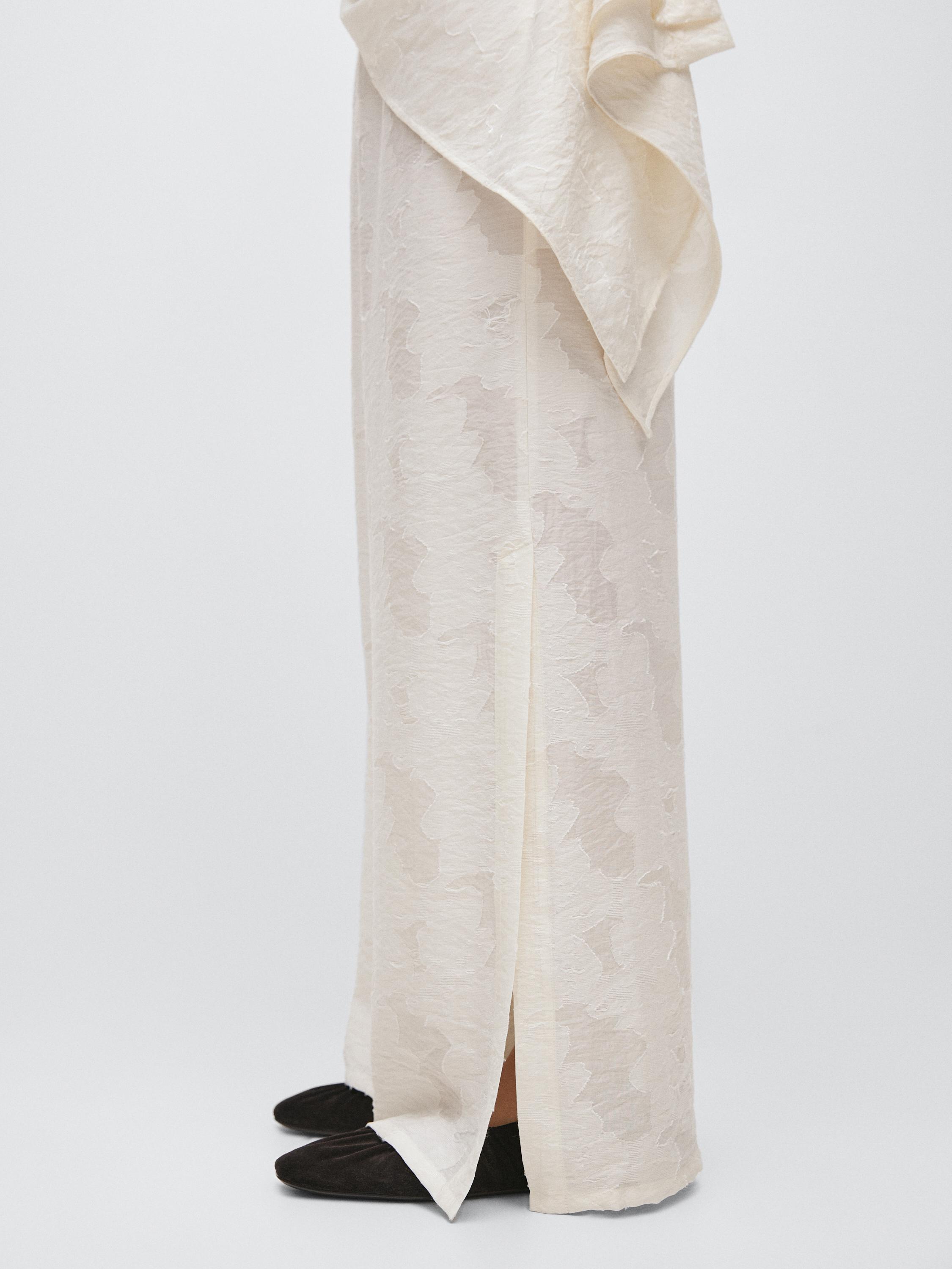 Flowing stretch trousers with fabric detail — WHITE