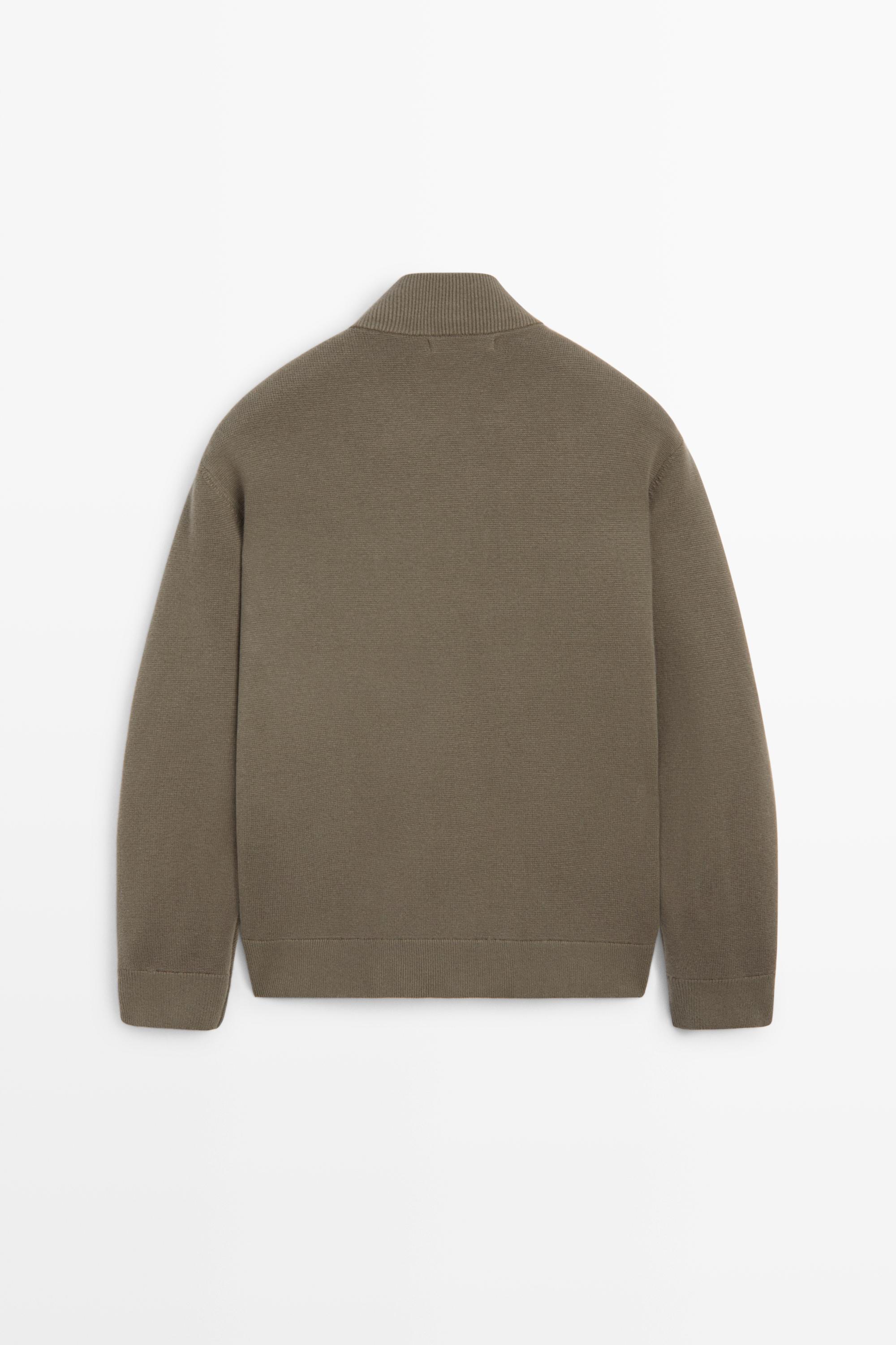 Combined suede leather knit cardigan