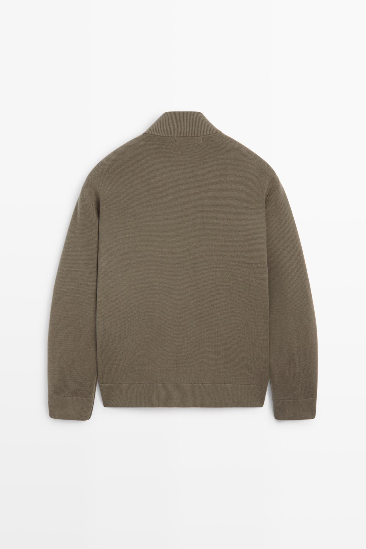 Mixed Suede and leather knit cardigan — GREEN