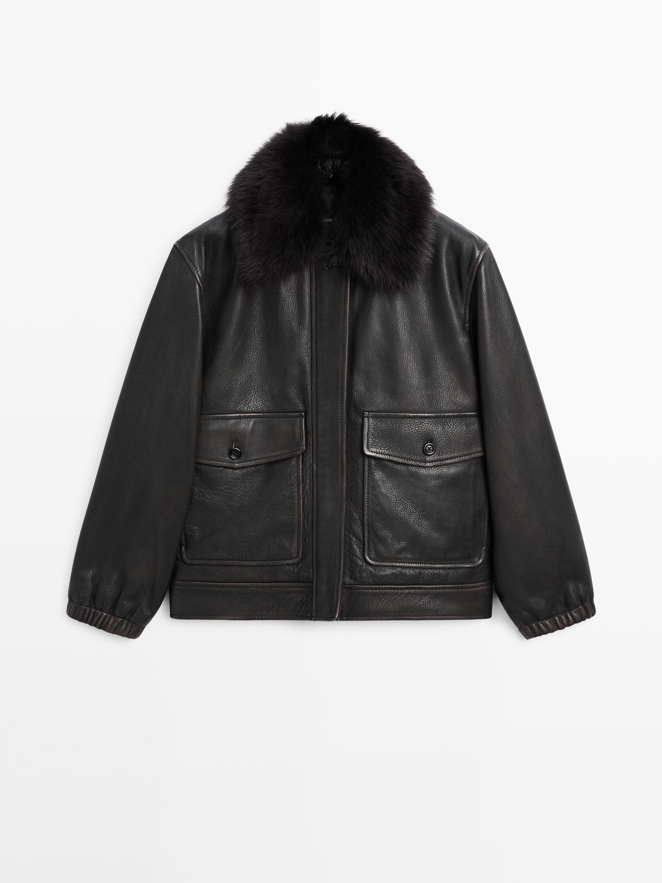 Chaqueta detalle cuello pelo piel napa