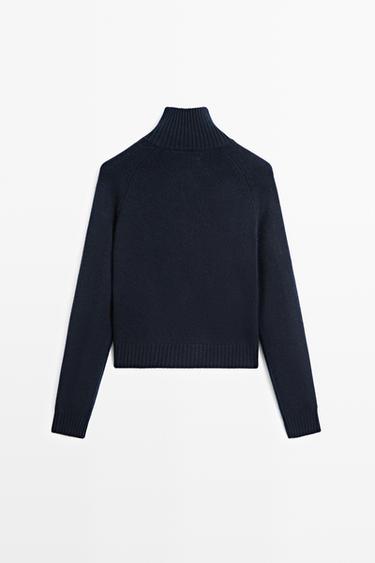 100% cashmere zip knit cardigan — NAVY BLUE 6