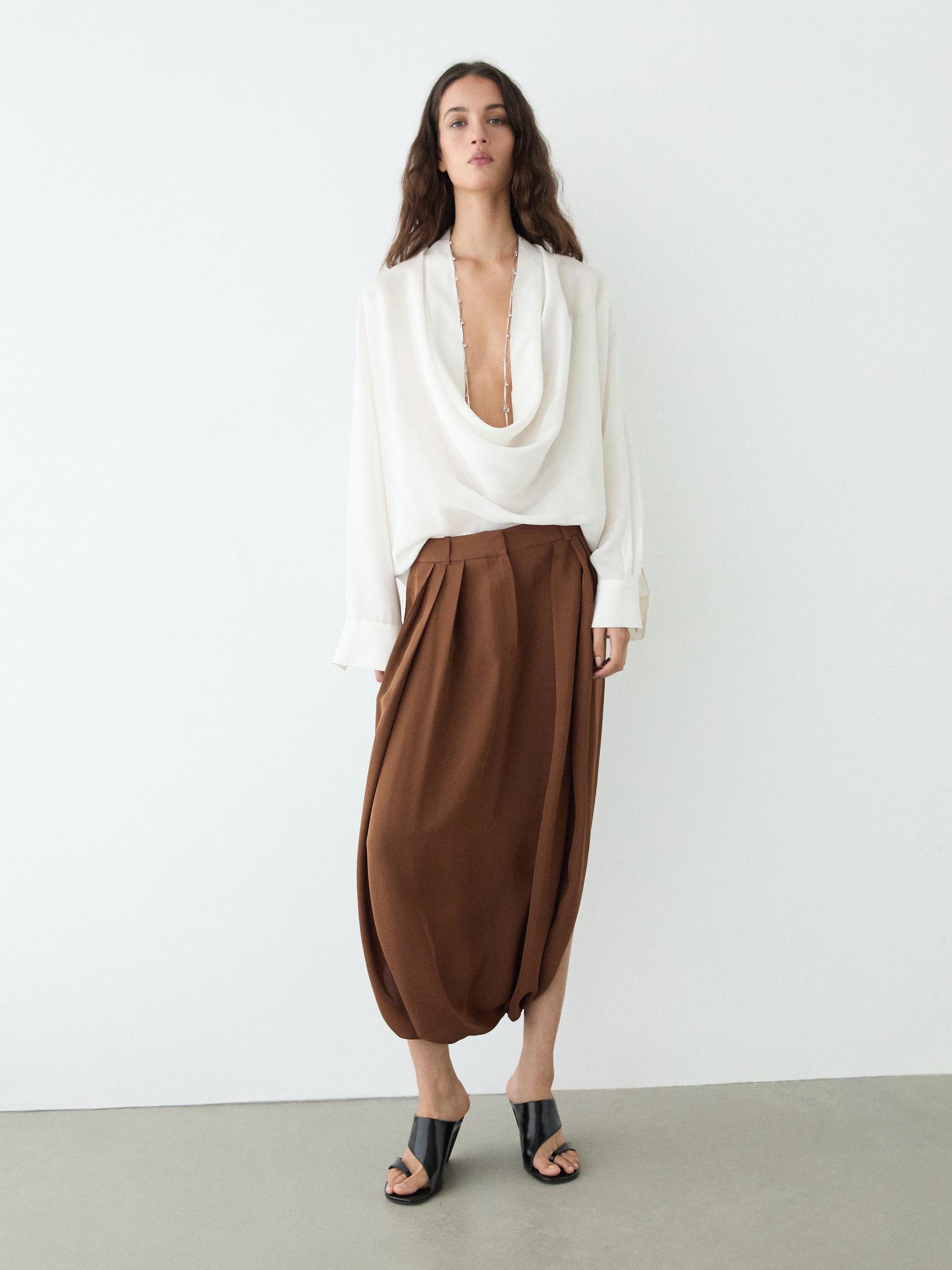 Flowing pleated skort — Washed