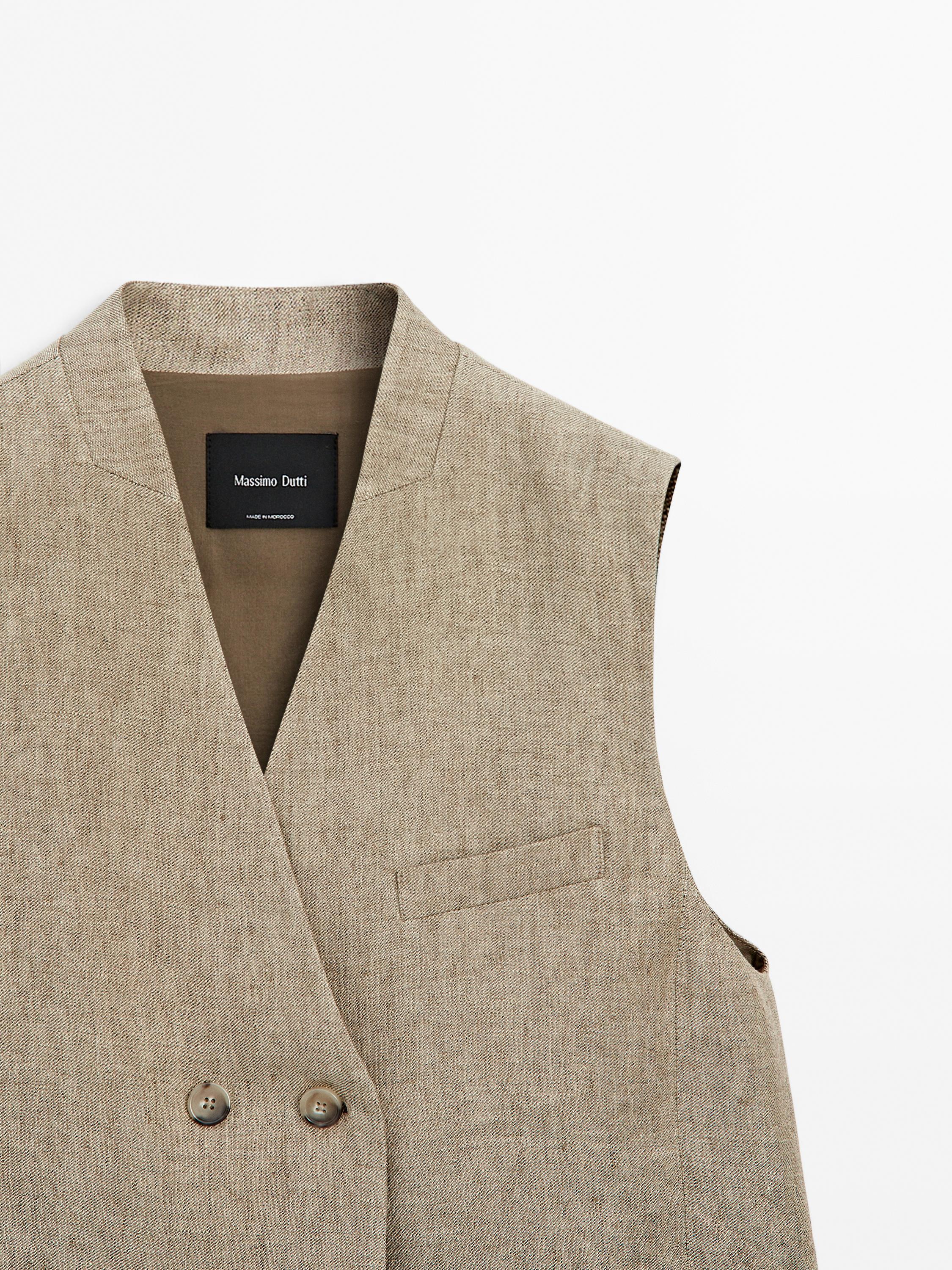 Linen blend waistcoat