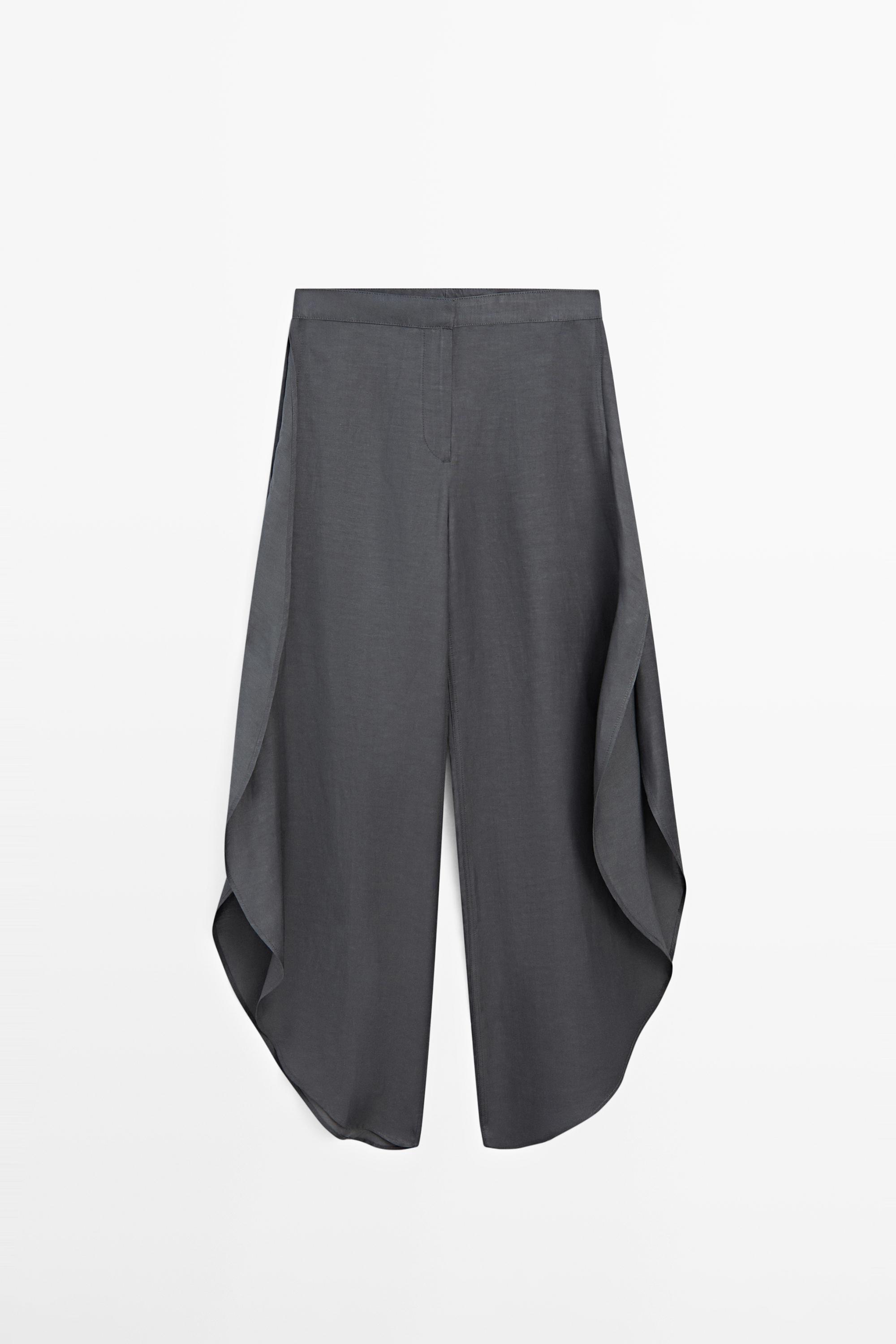Linen blend trousers with slit details — ANTHRACITE GREY