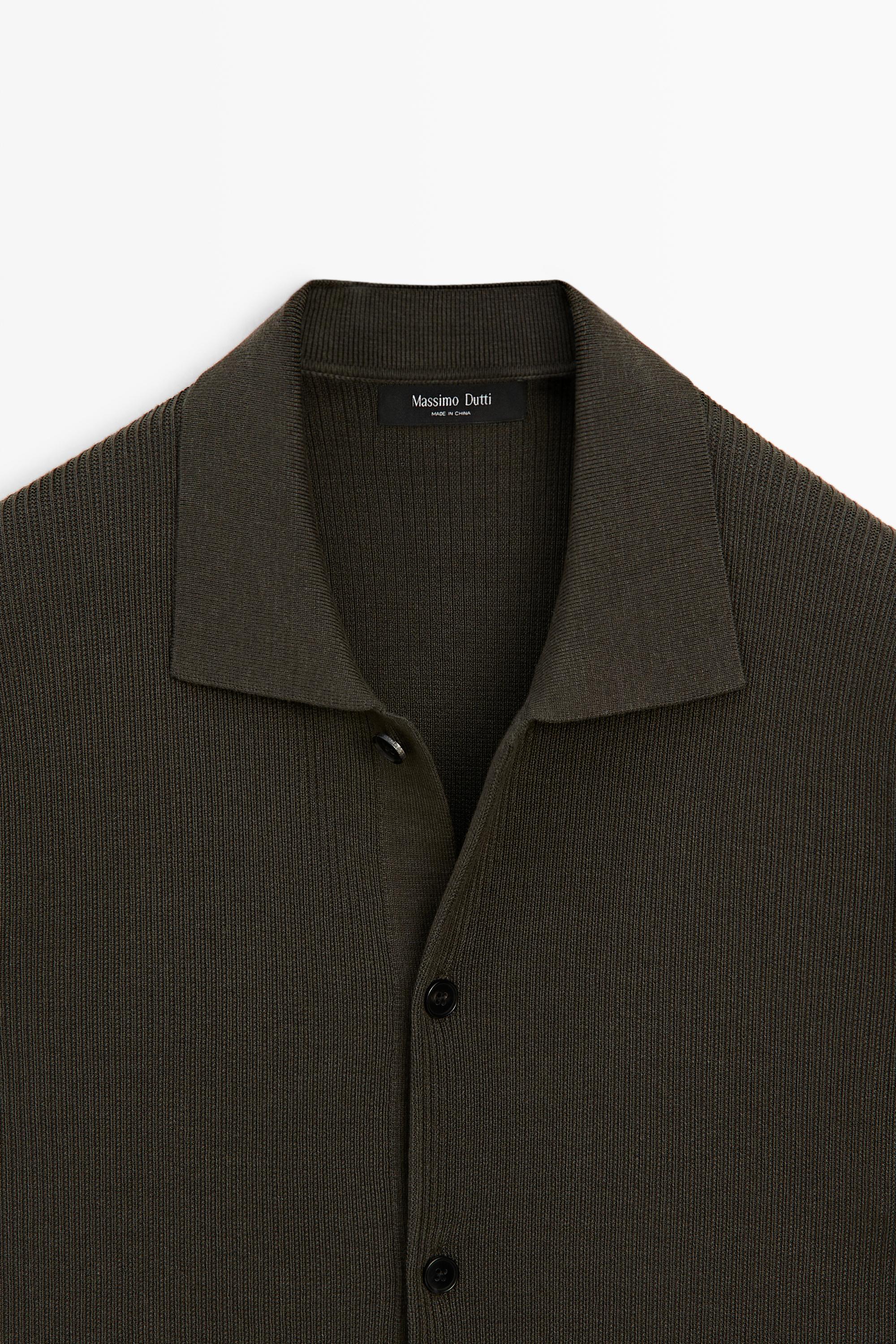 Cotton blend polo shirt with button detail — Greyish green