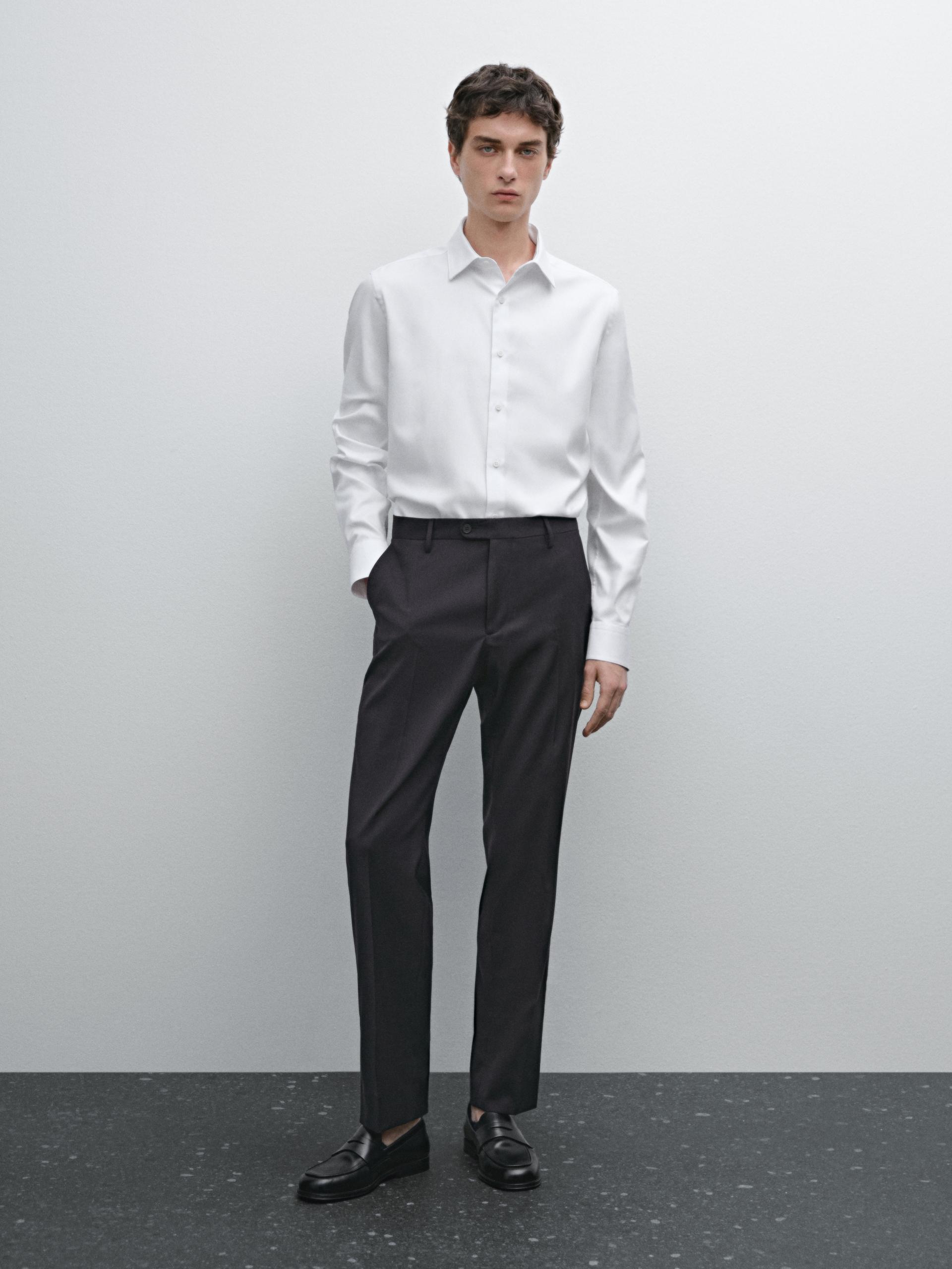 Camicia Oxford Slim Fit 100% Cotone - Bianco - 38 - Massimo Dutti - Maschile