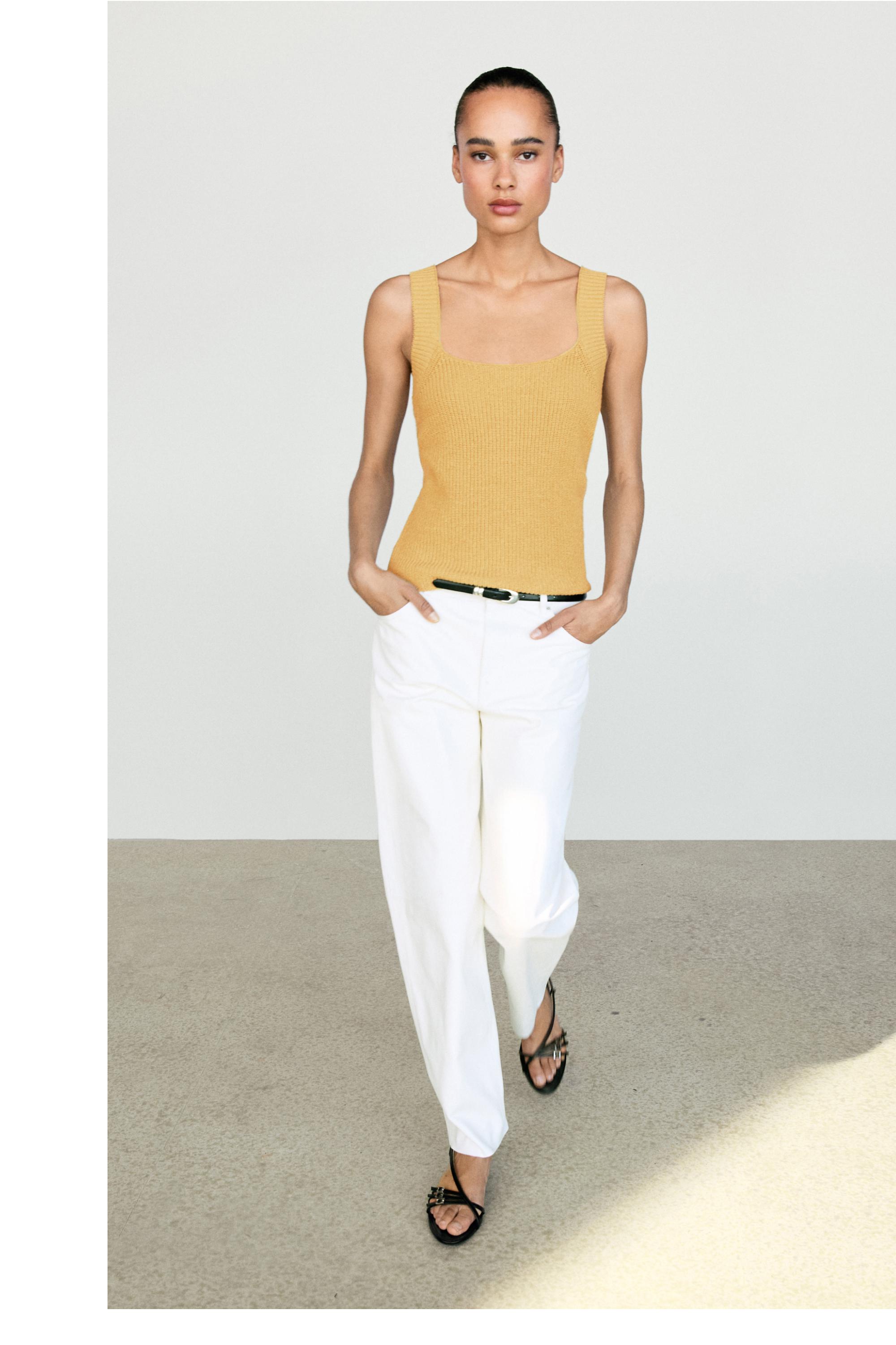 Ribbed knit tank top — MUSTARD YELLOW