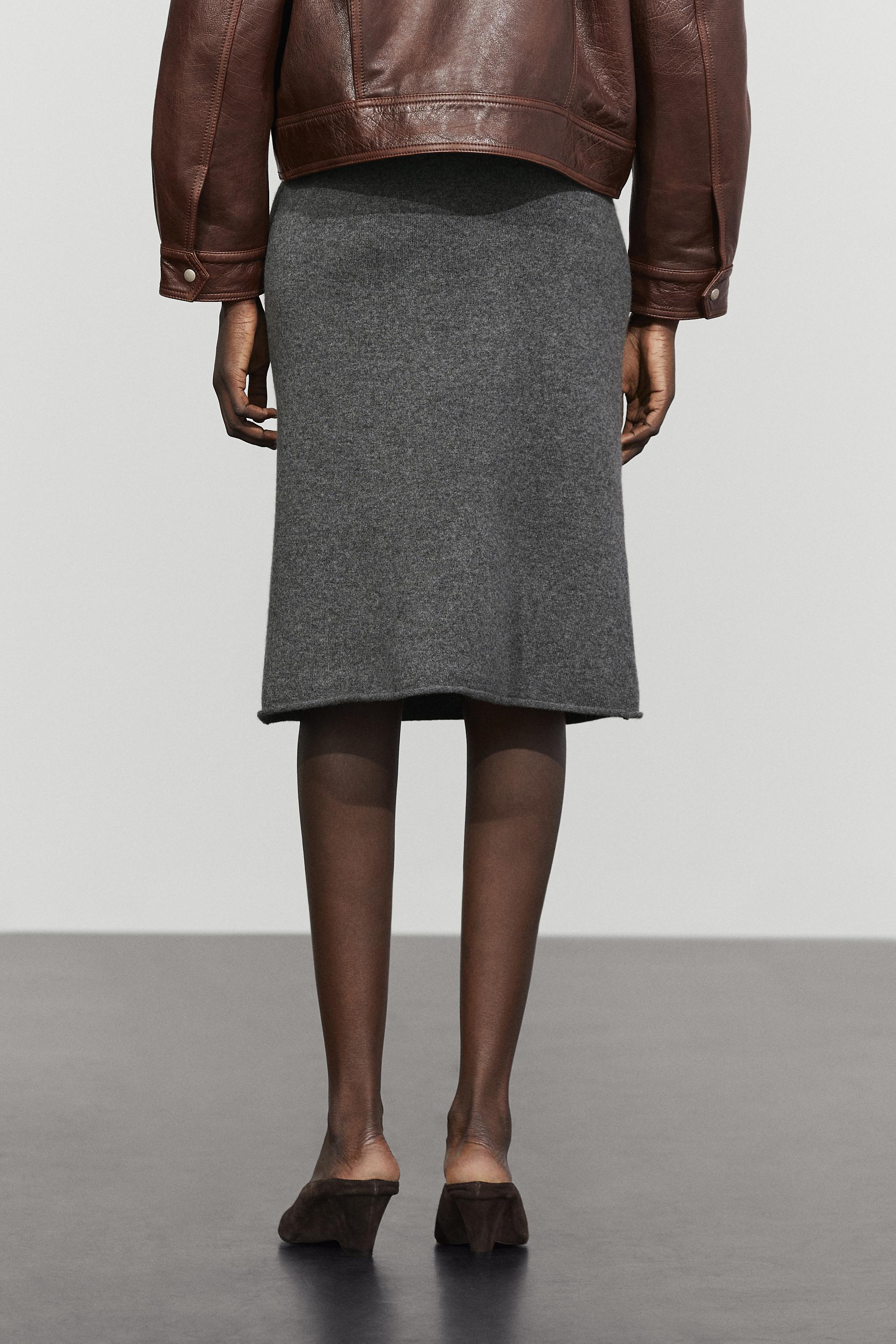 Wool blend knit co-ord skirt — MEDIUM GREY