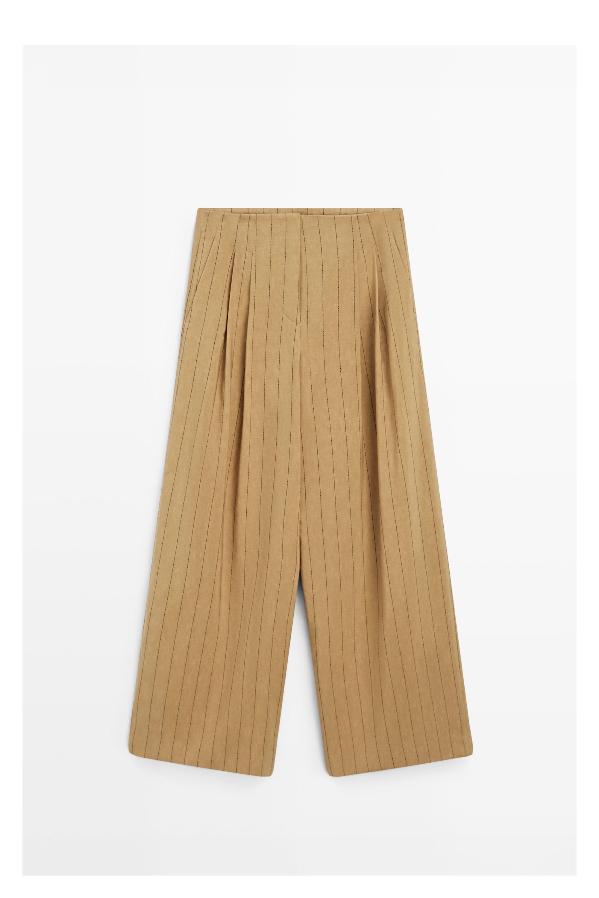 Darted wide-leg trousers — MUSTARD YELLOW