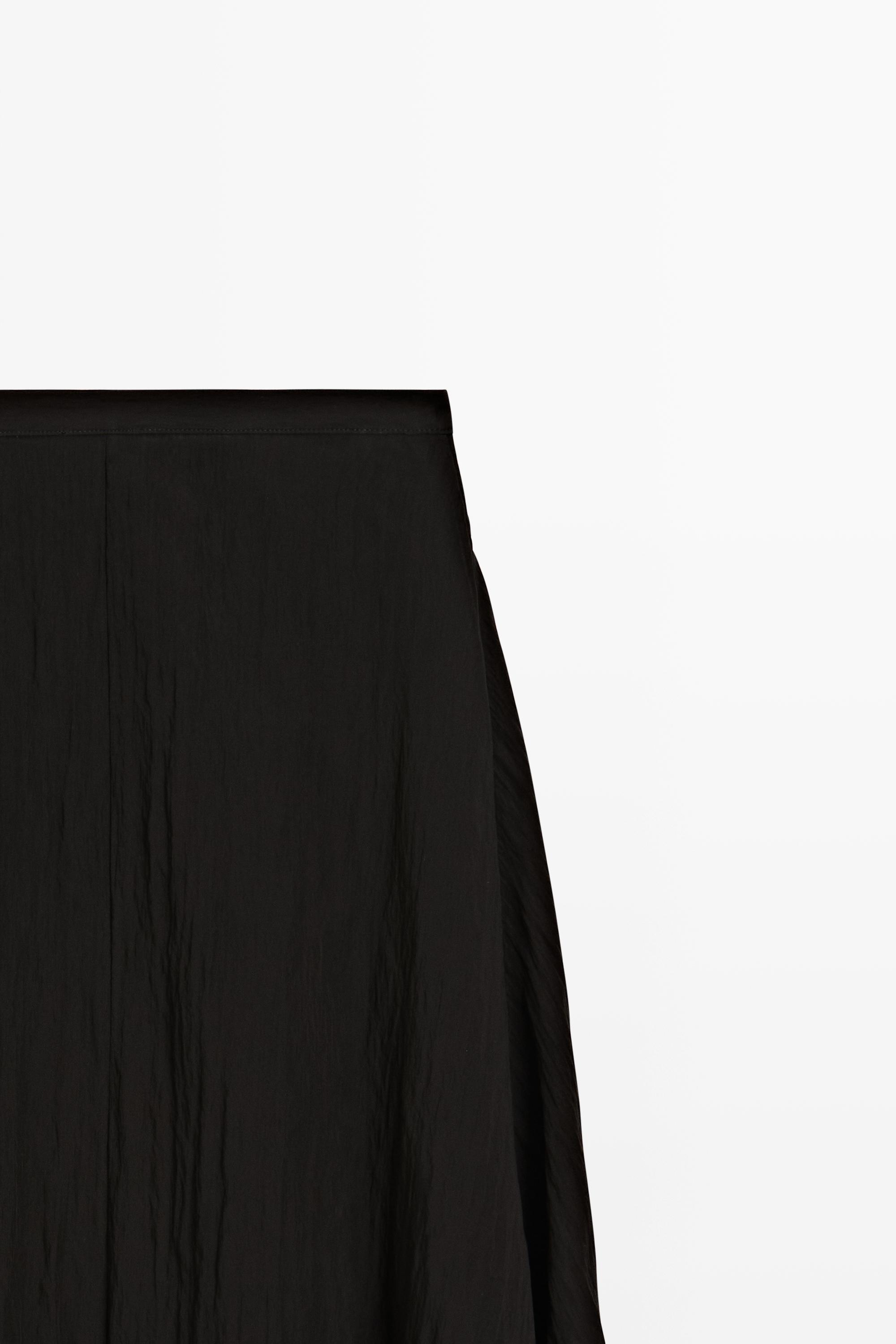 Flowing asymmetrical panel midi skirt — BLACK