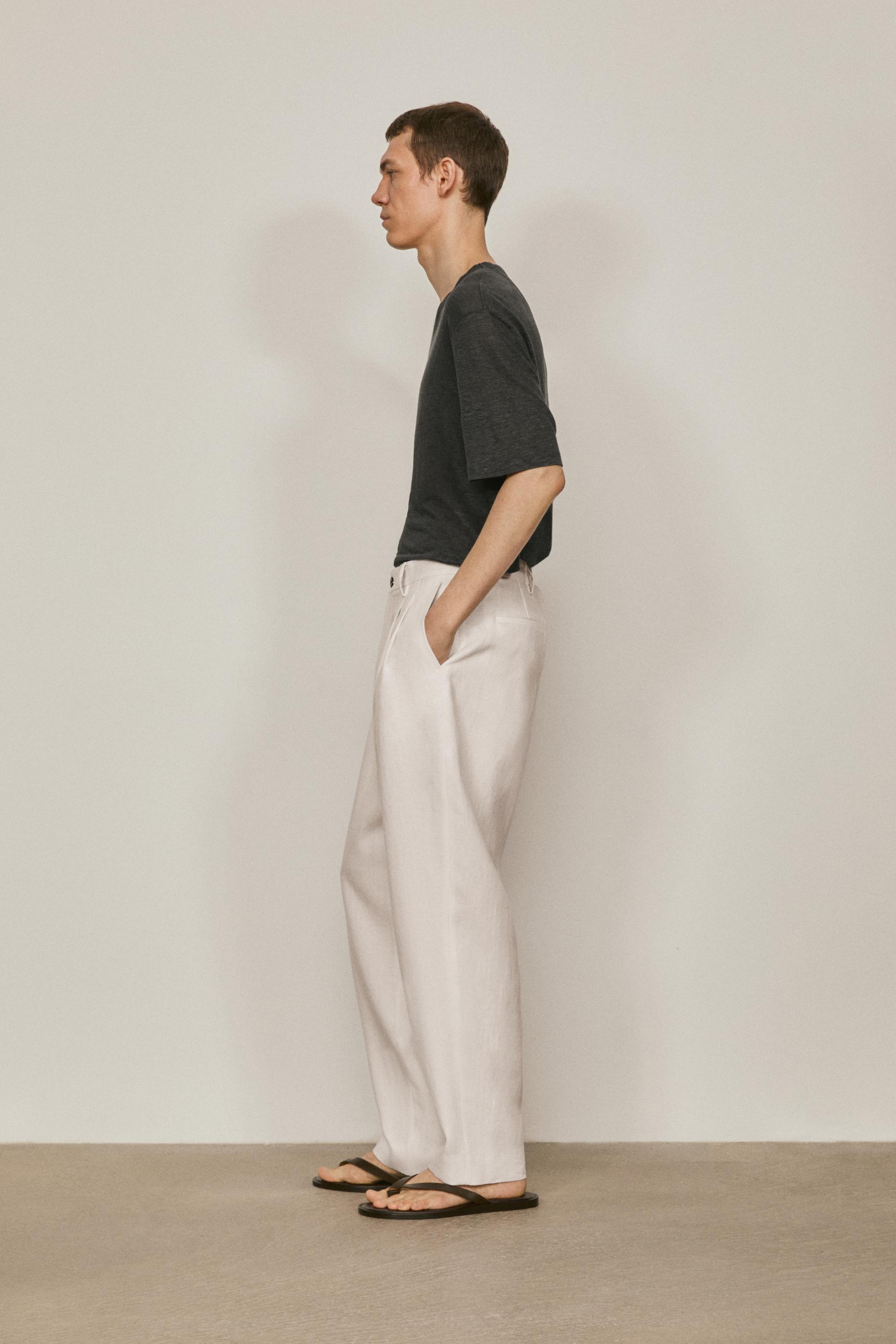 Linen trousers with double dart details - LIMITED EDITION — WHITE