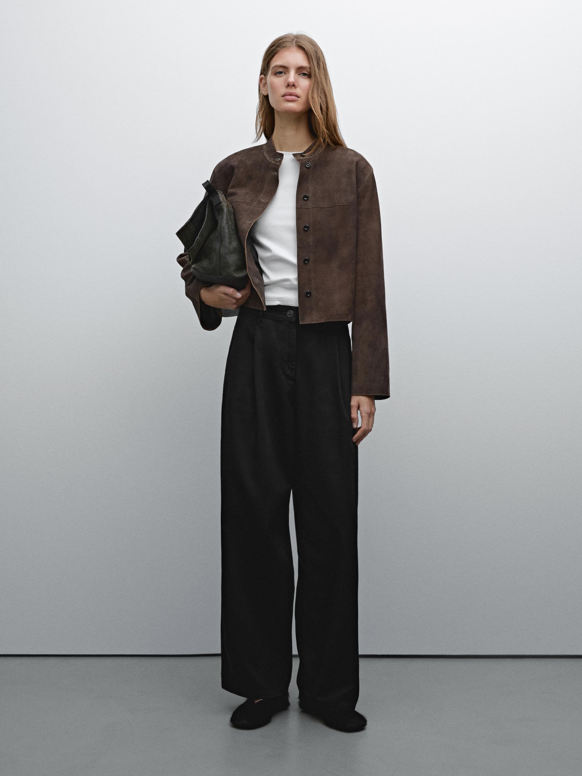 Flowing cotton blend trousers