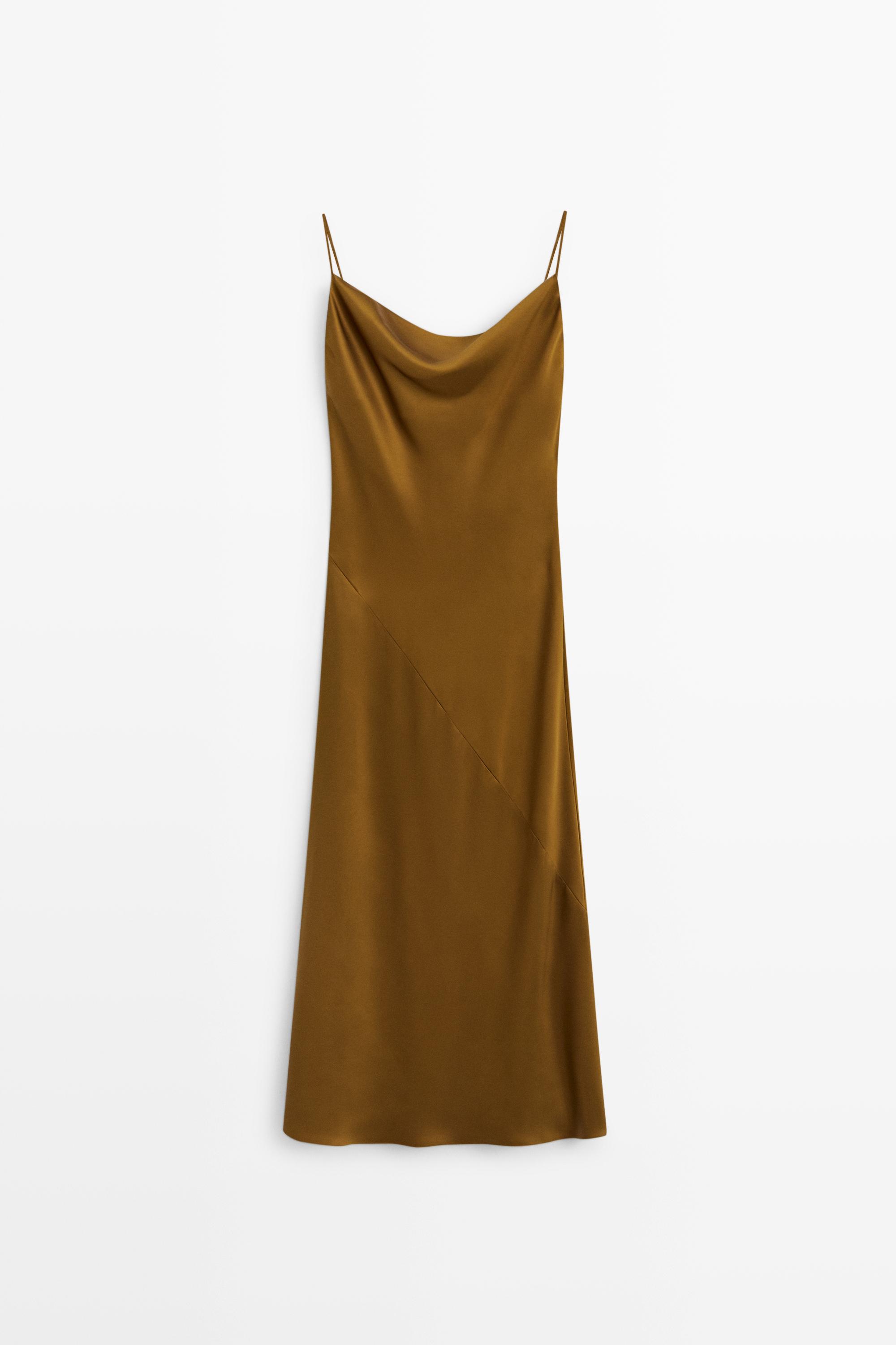 Vestido midi fluido acabado satinado