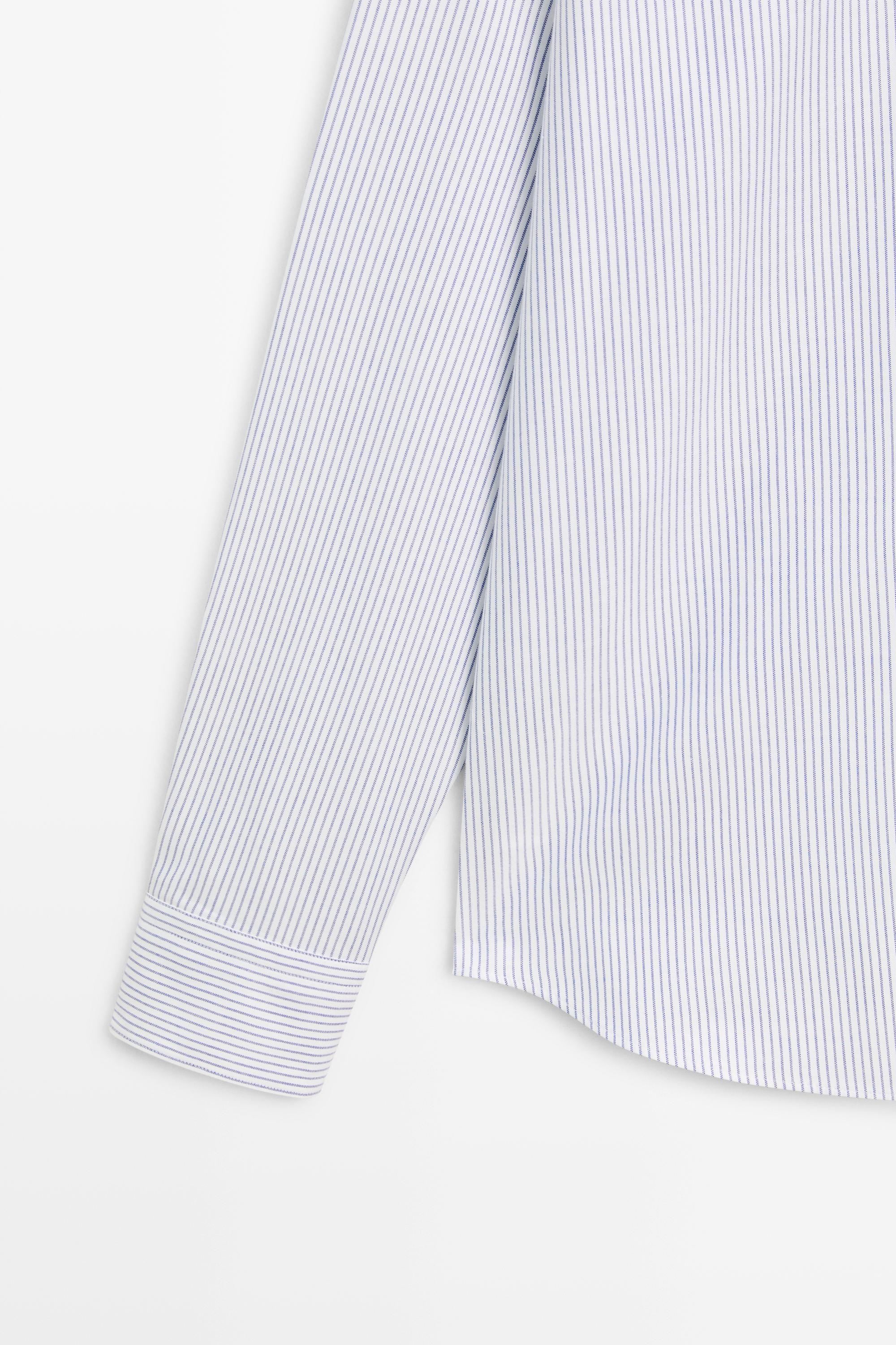 Regular fit striped cotton Oxford shirt — BLUE