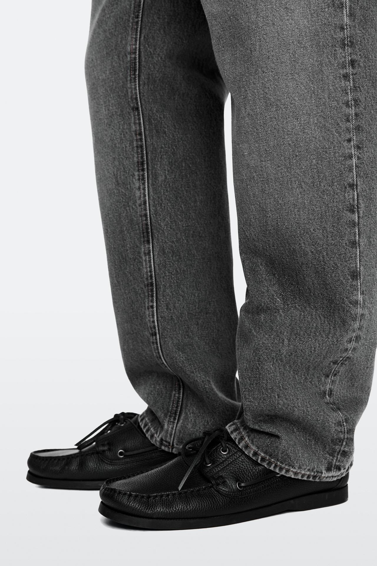 Leather boat shoe — BLACK