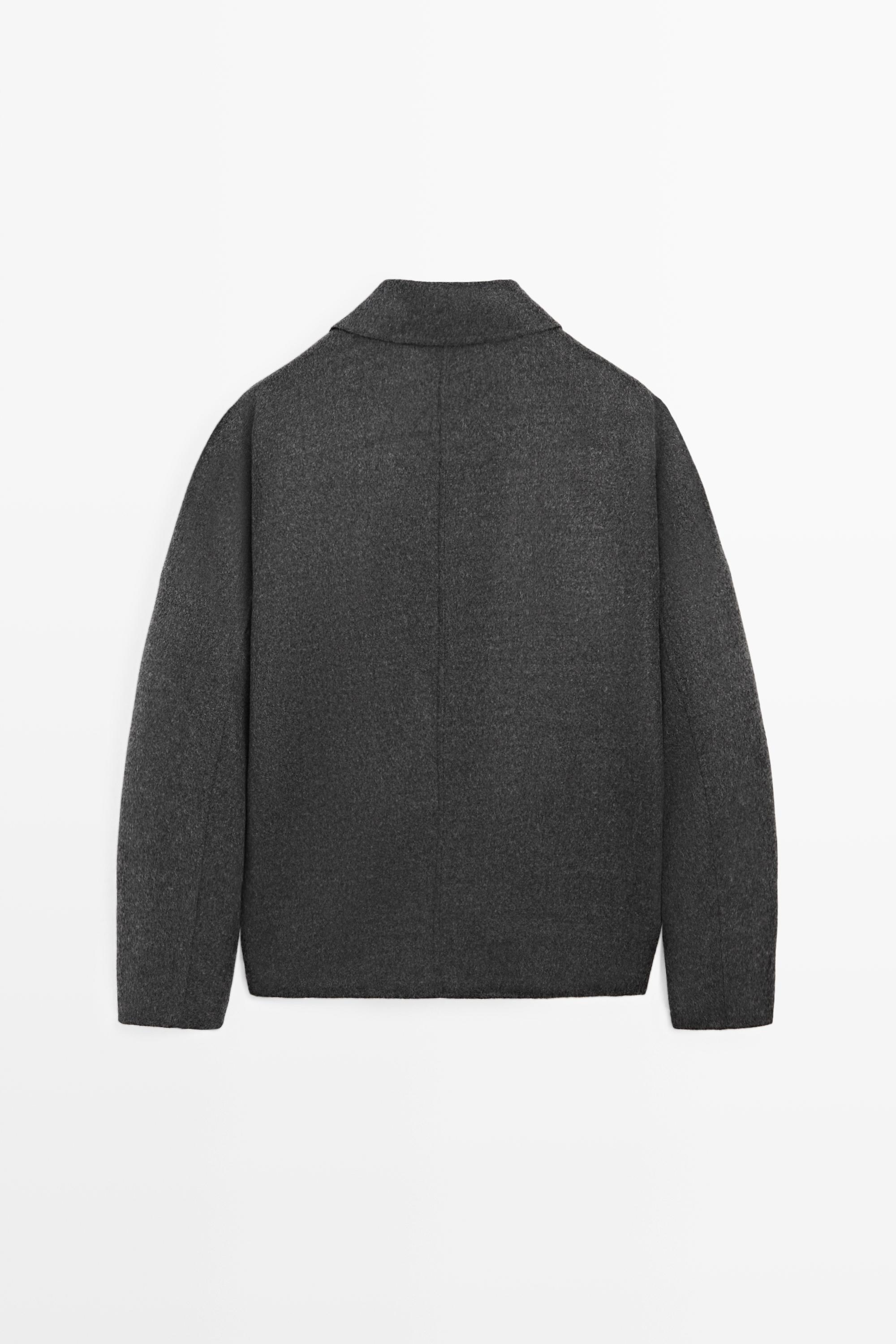 Wool blend overshirt with pocket detail — CHARCOAL