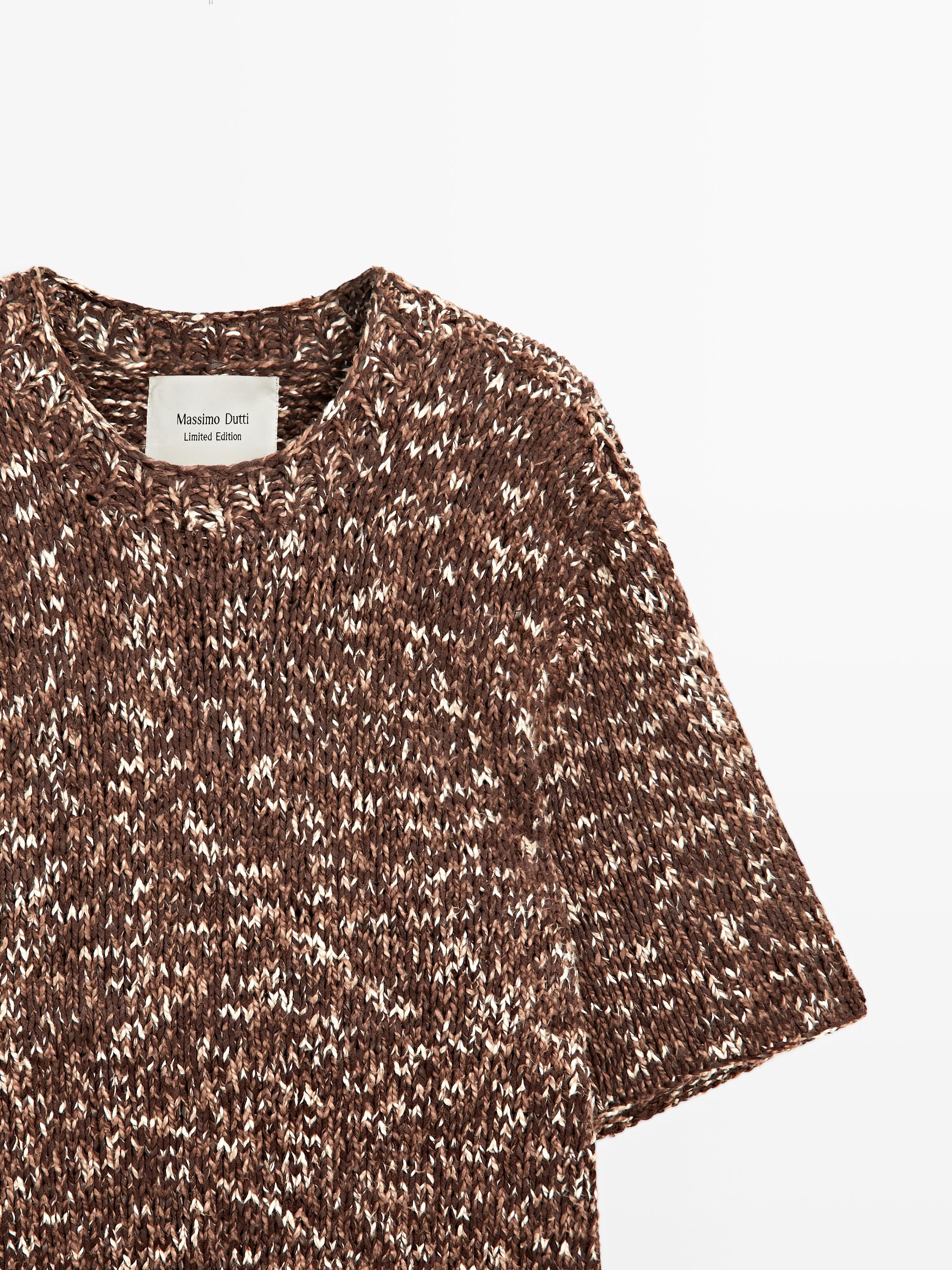 Contrast knit and leather sweater - LIMITED