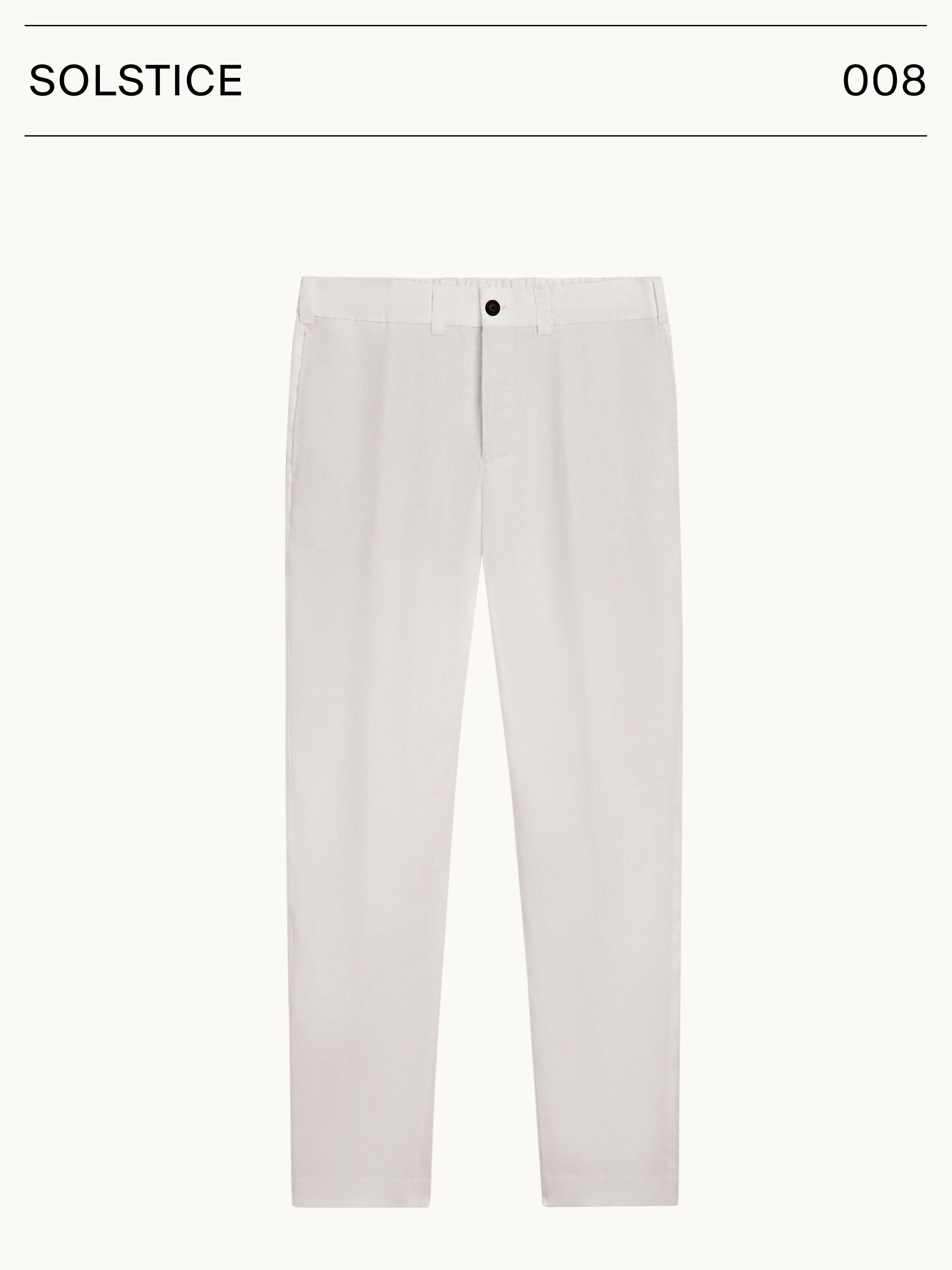 100% linen trousers with elasticated waist — Light Beige