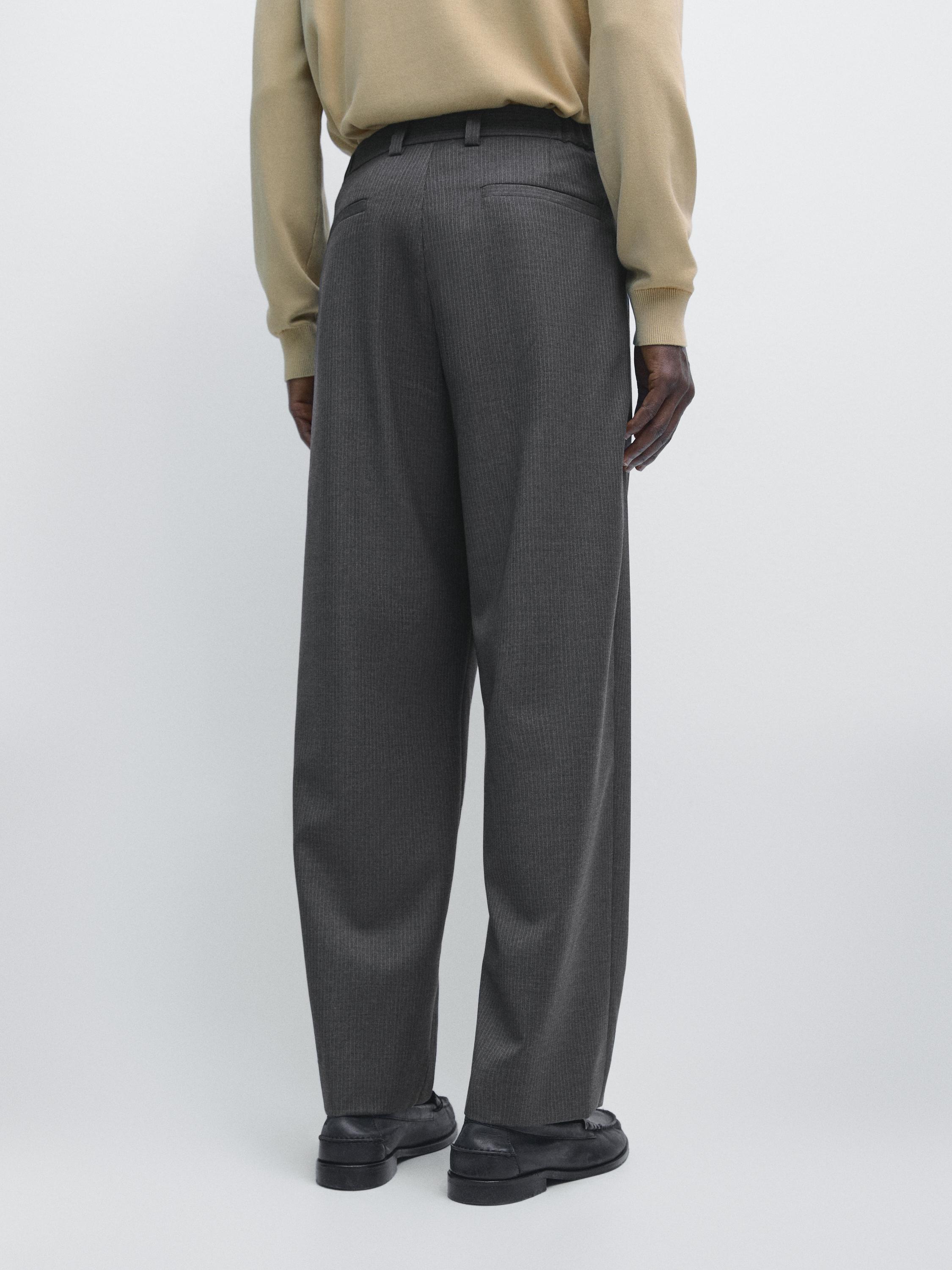 Wool blend darted trousers — GREY
