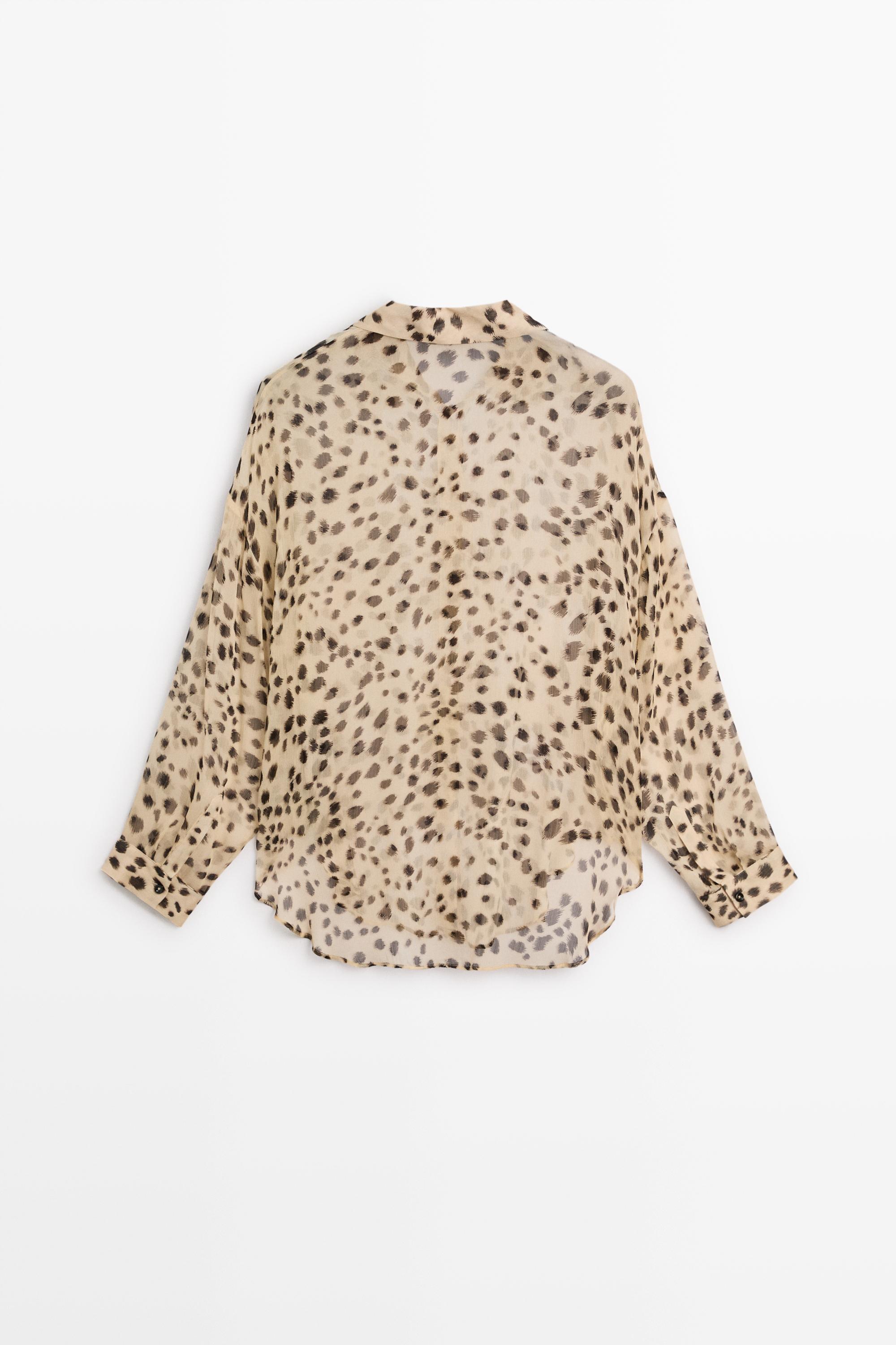 Animal print flowing shirt — SAND BROWN