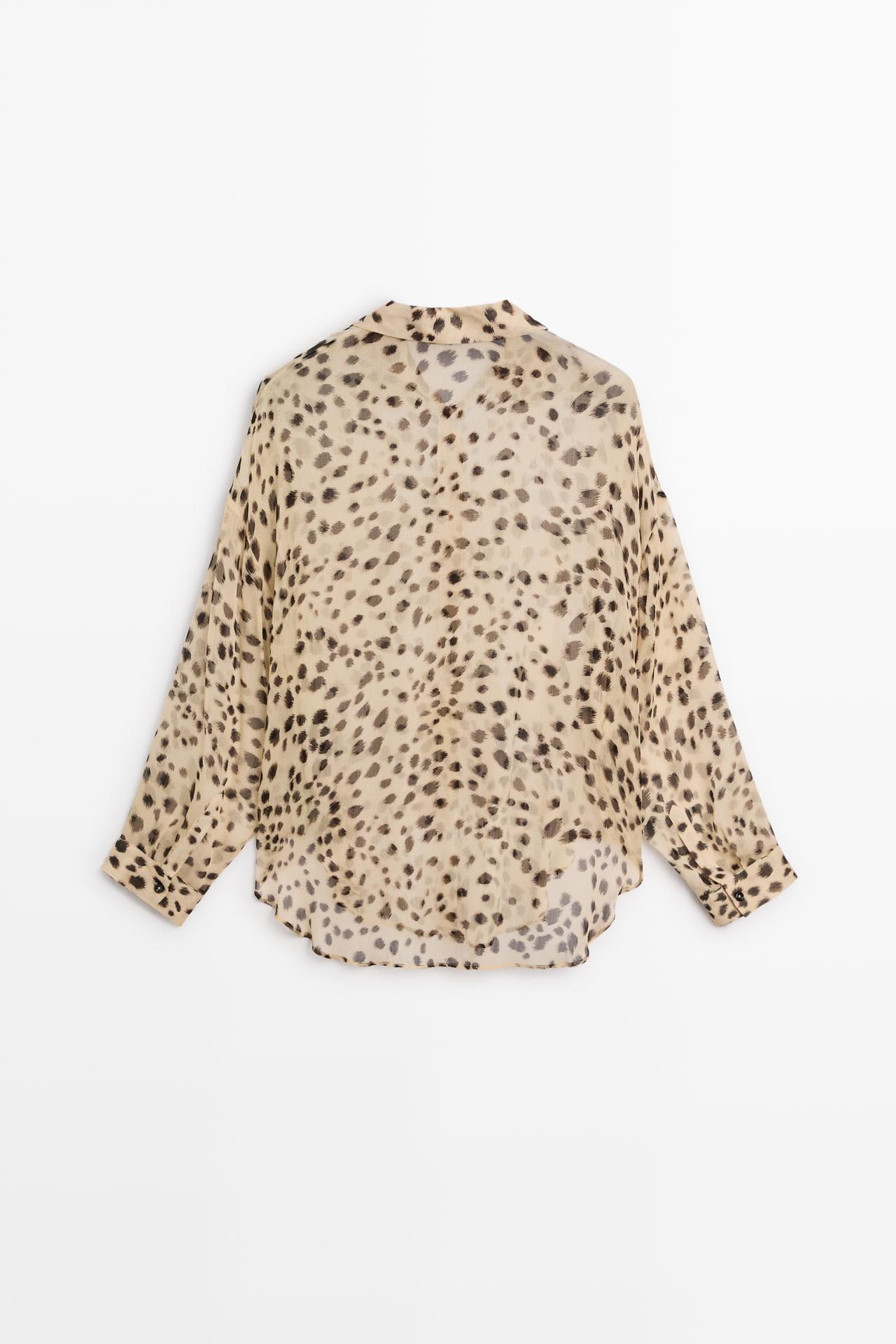Animal print flowing shirt — SAND BROWN