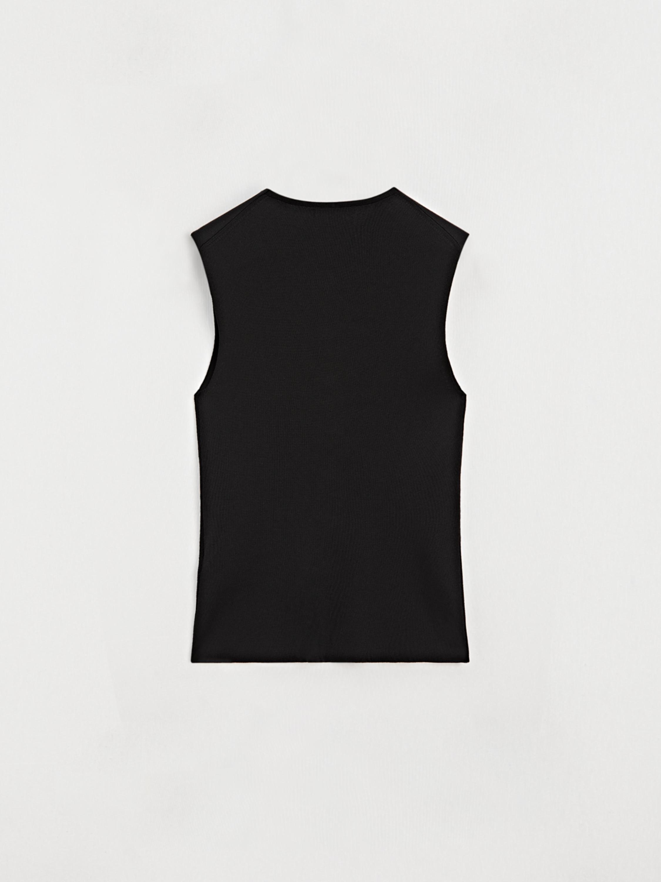 V-neck vest with button details — BLACK